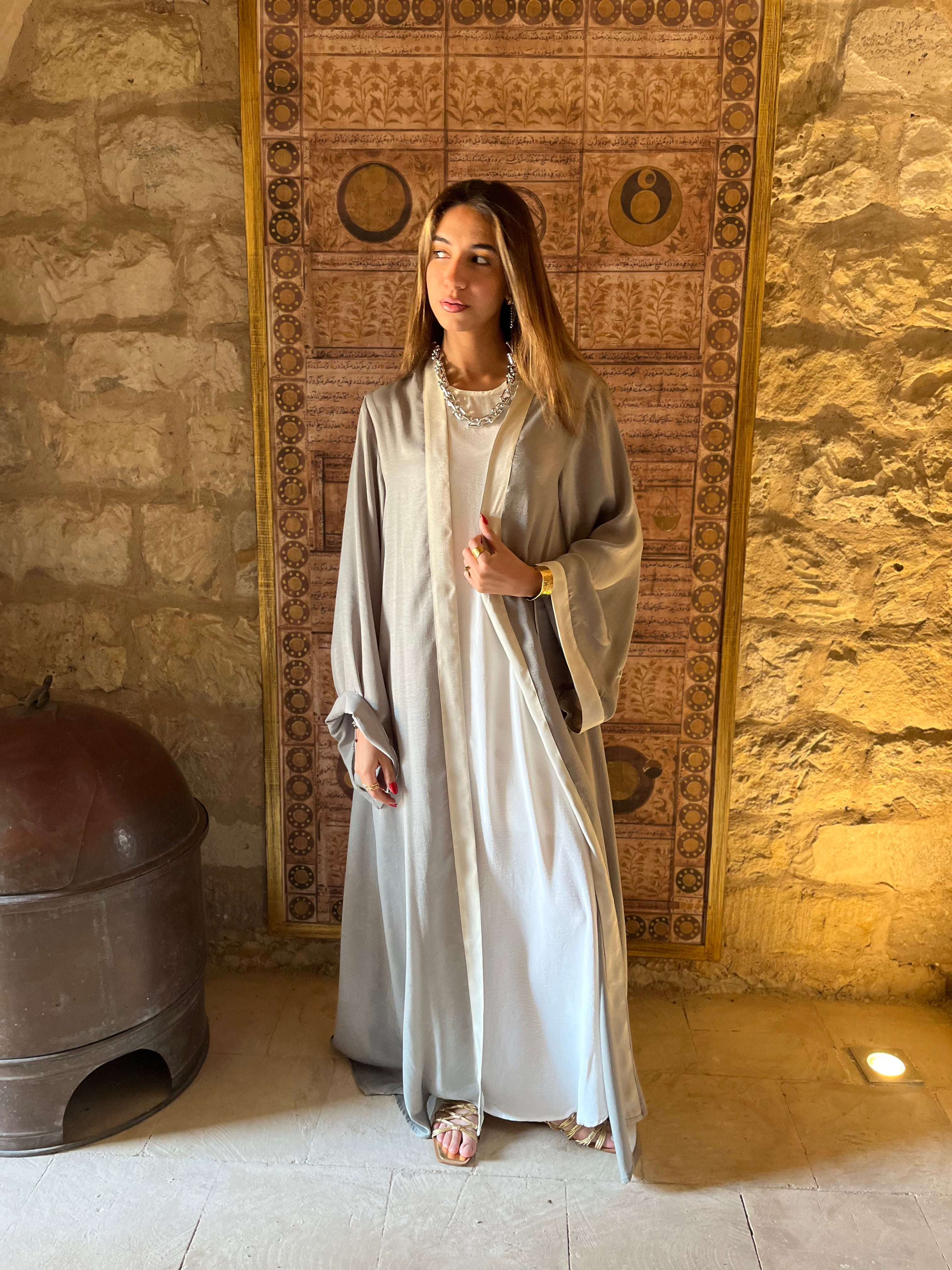 Olive Border Glowy Kimono