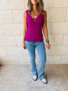 Magenta 120 Knit V Tank Top