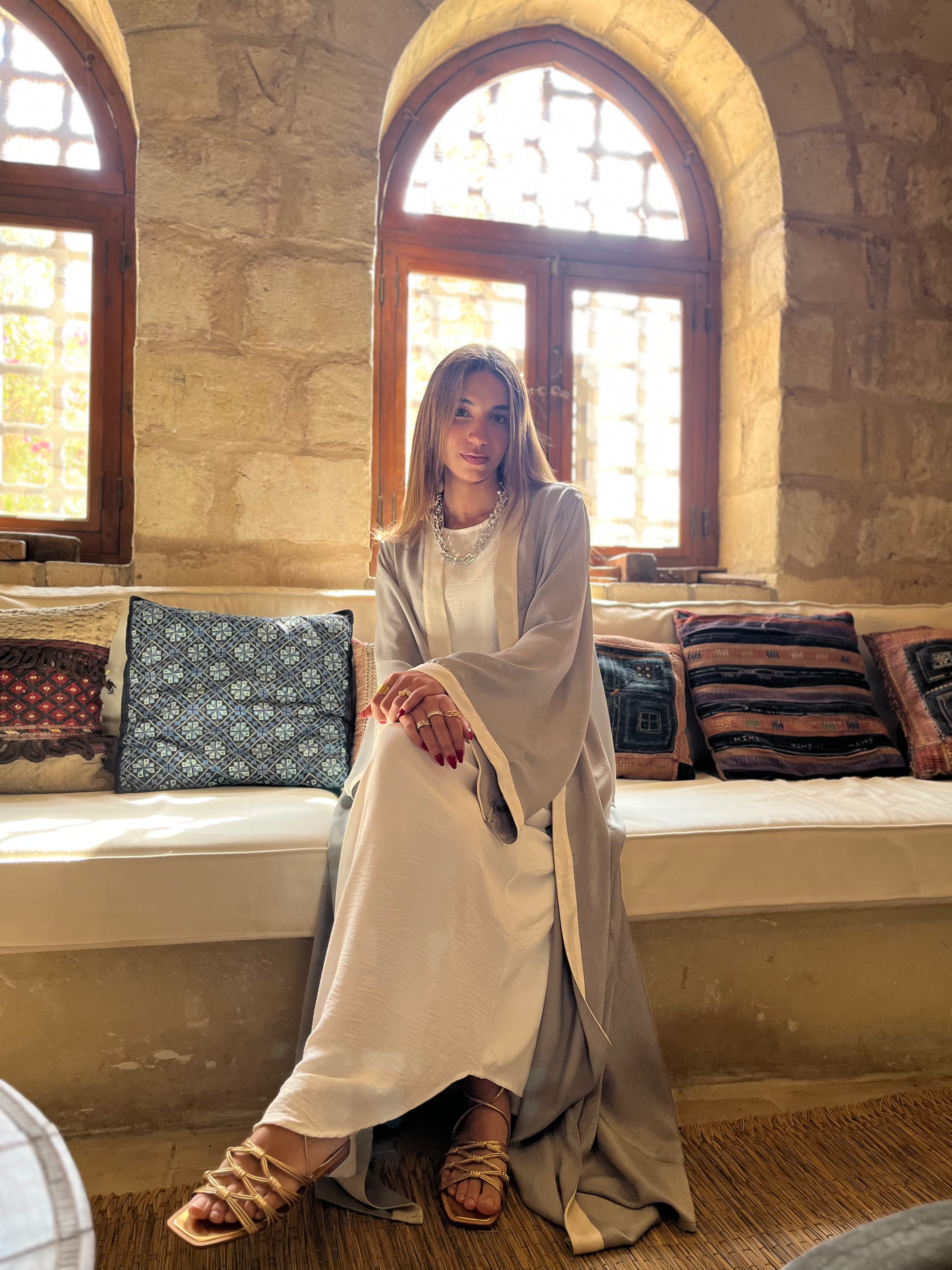 Olive Border Glowy Kimono