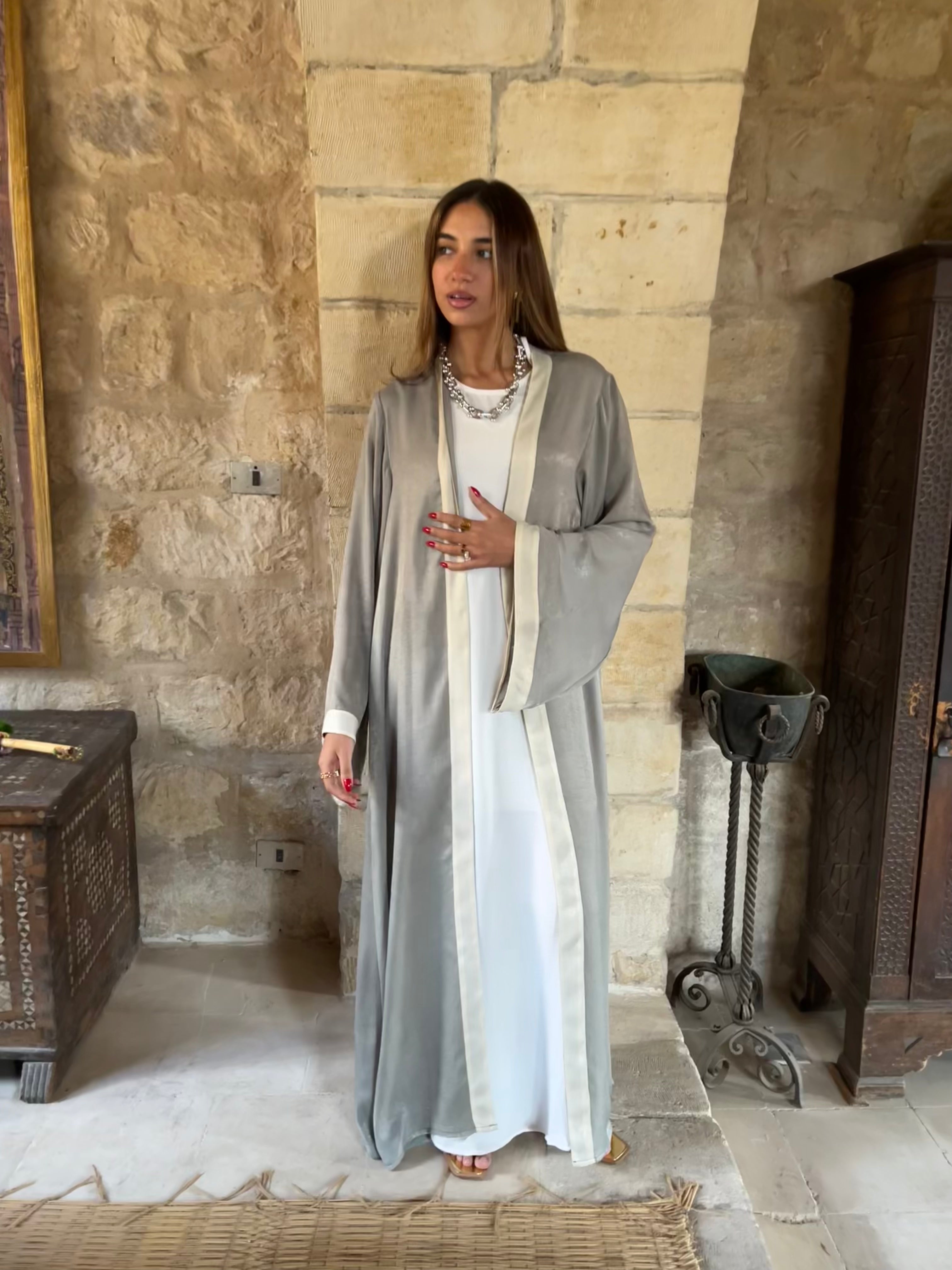 Olive Border Glowy Kimono