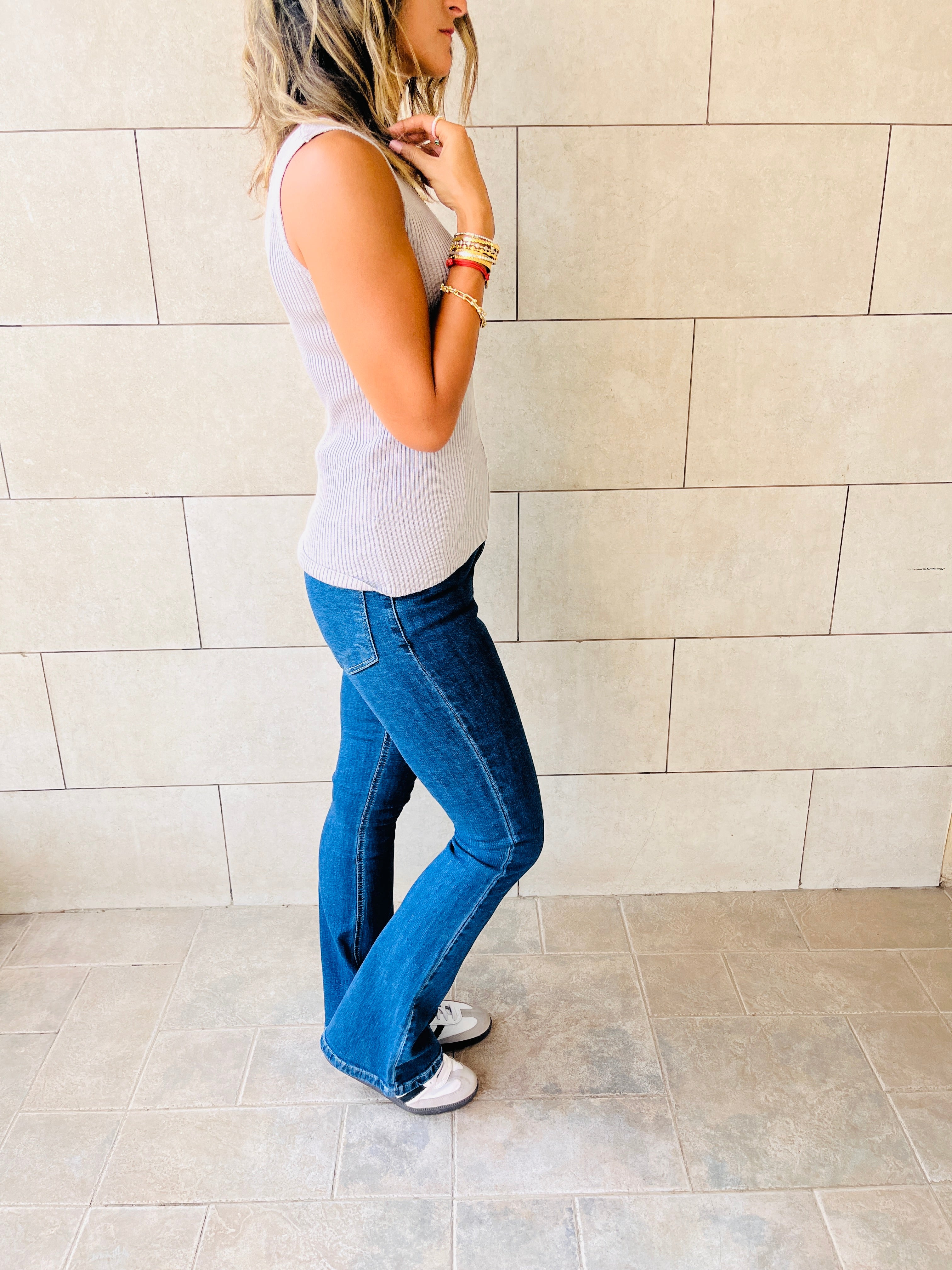 Grey 120 Knit V Tank Top