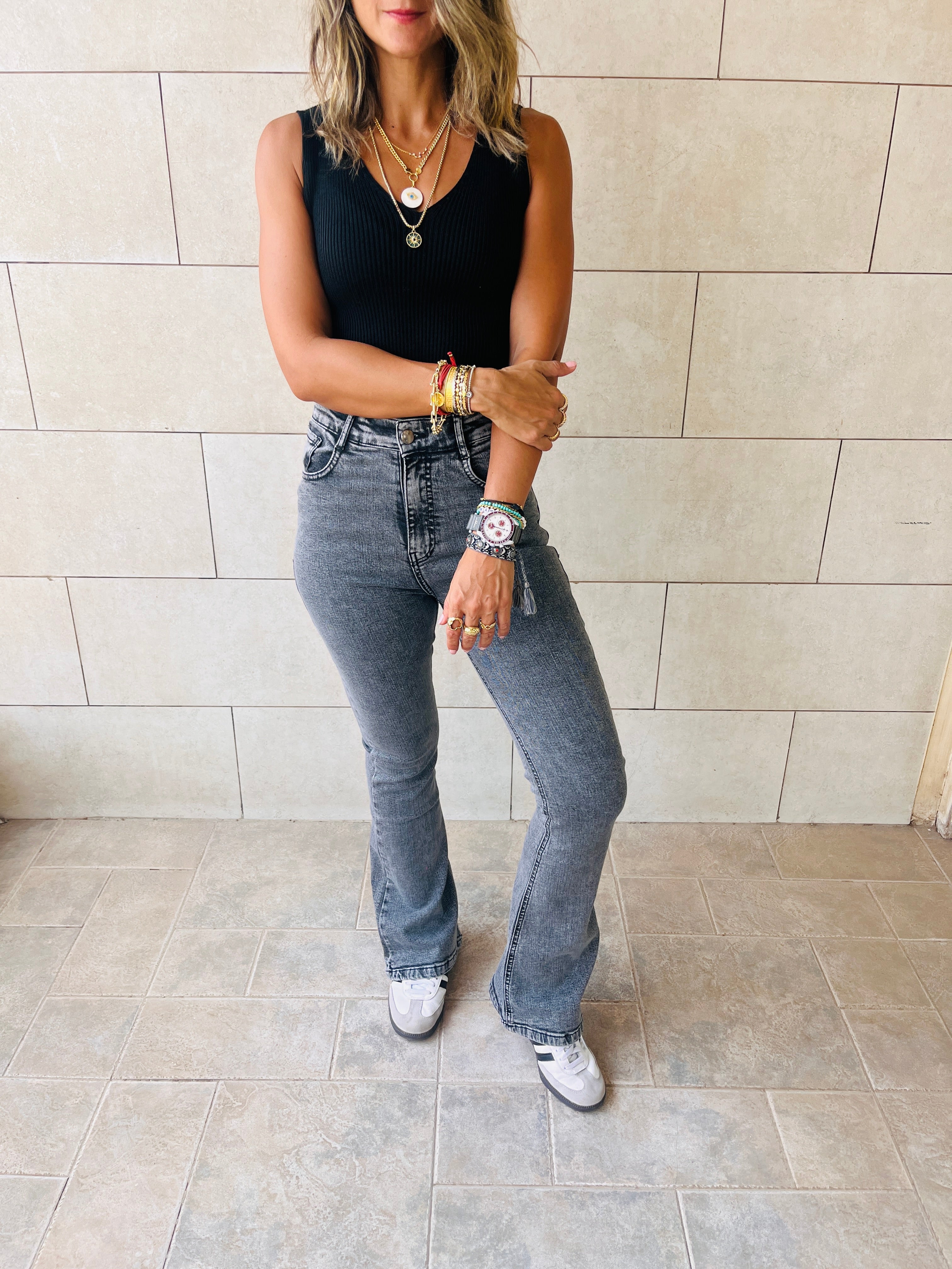 Black 120 Knit V Tank Top