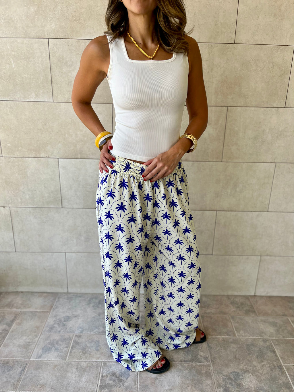 Blue Palms Printed Pants