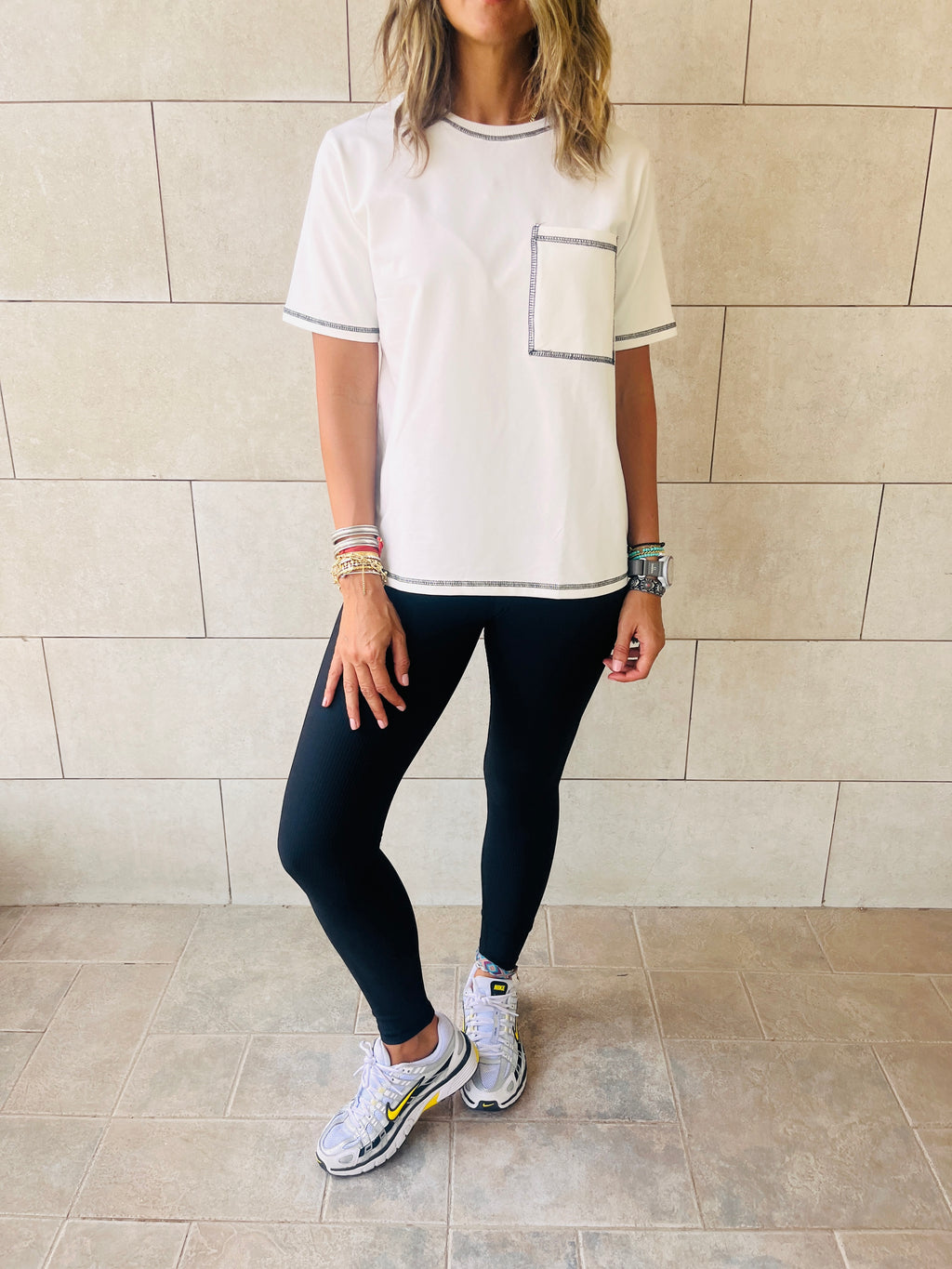 White Stitchy Tee