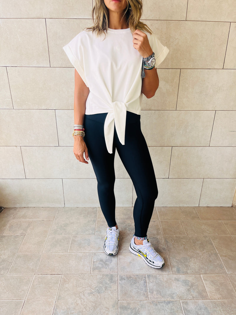White Middle Bow Tee