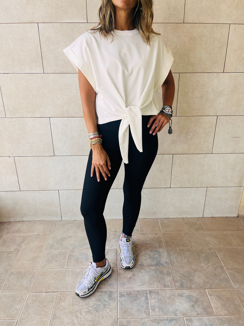 White Middle Bow Tee