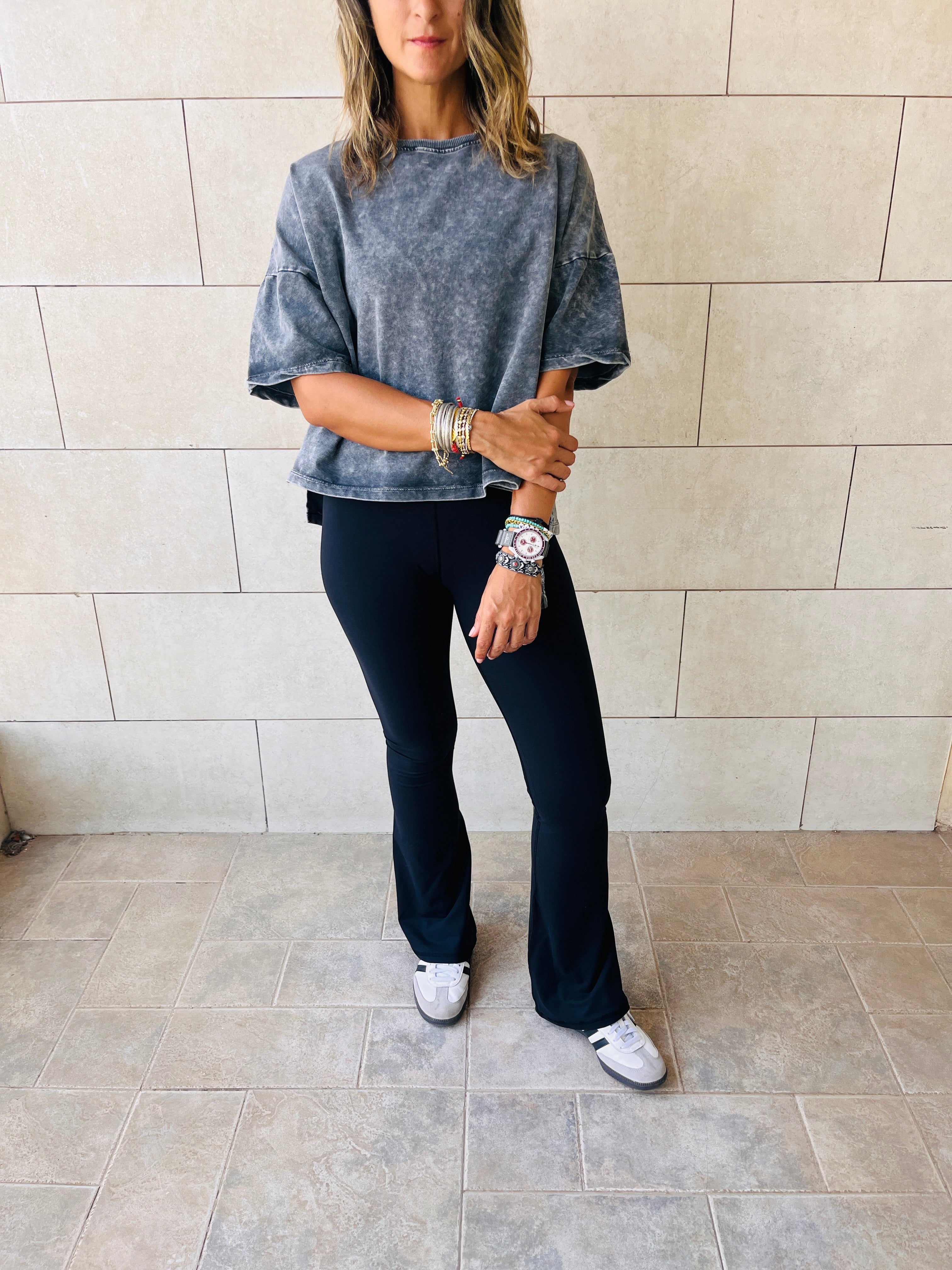 Acid Wash High Low Tee