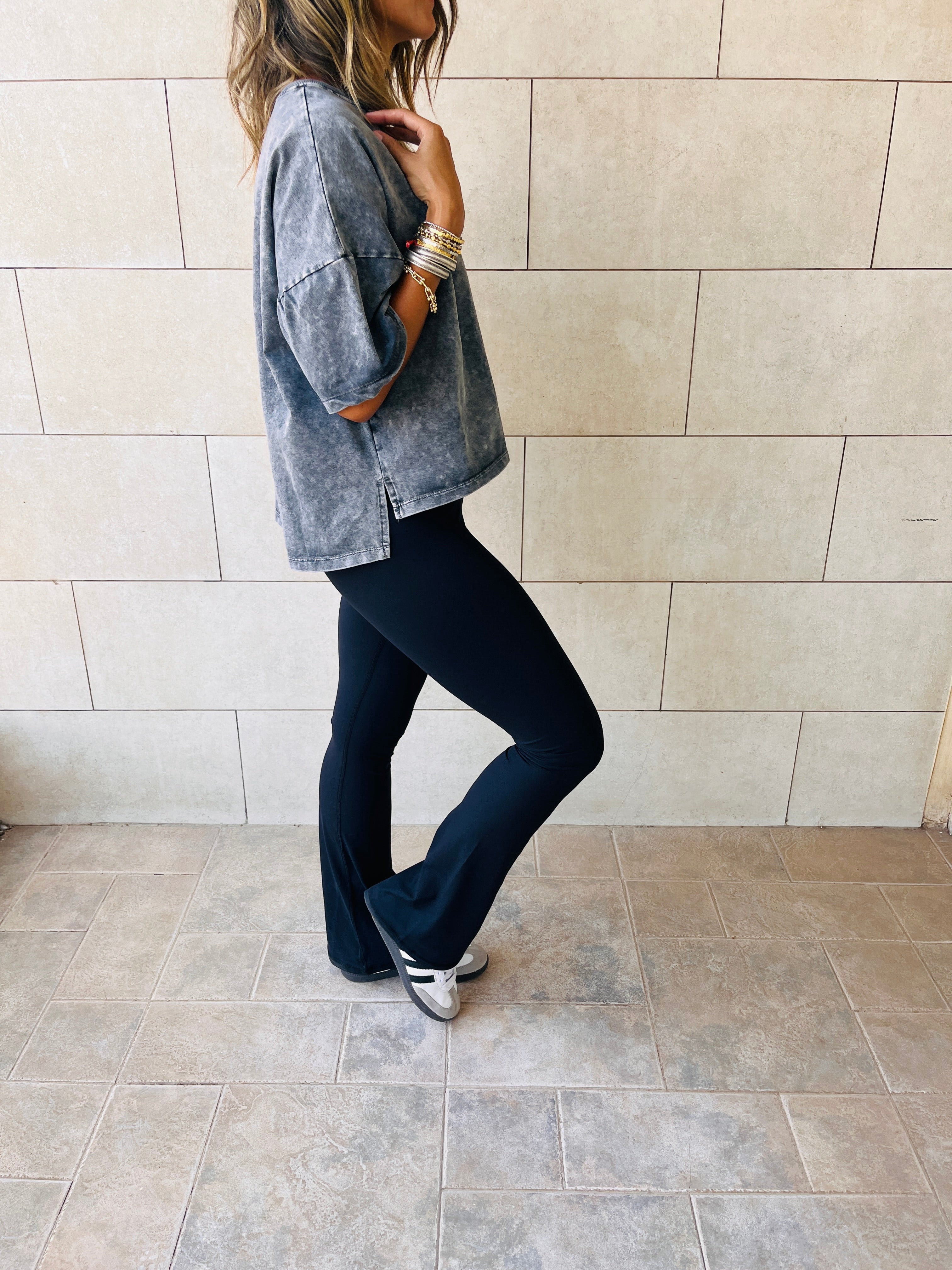 Acid Wash High Low Tee