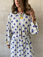 Blue Palms Printed Kimono