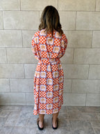 Checkered Palms Printed Kimono