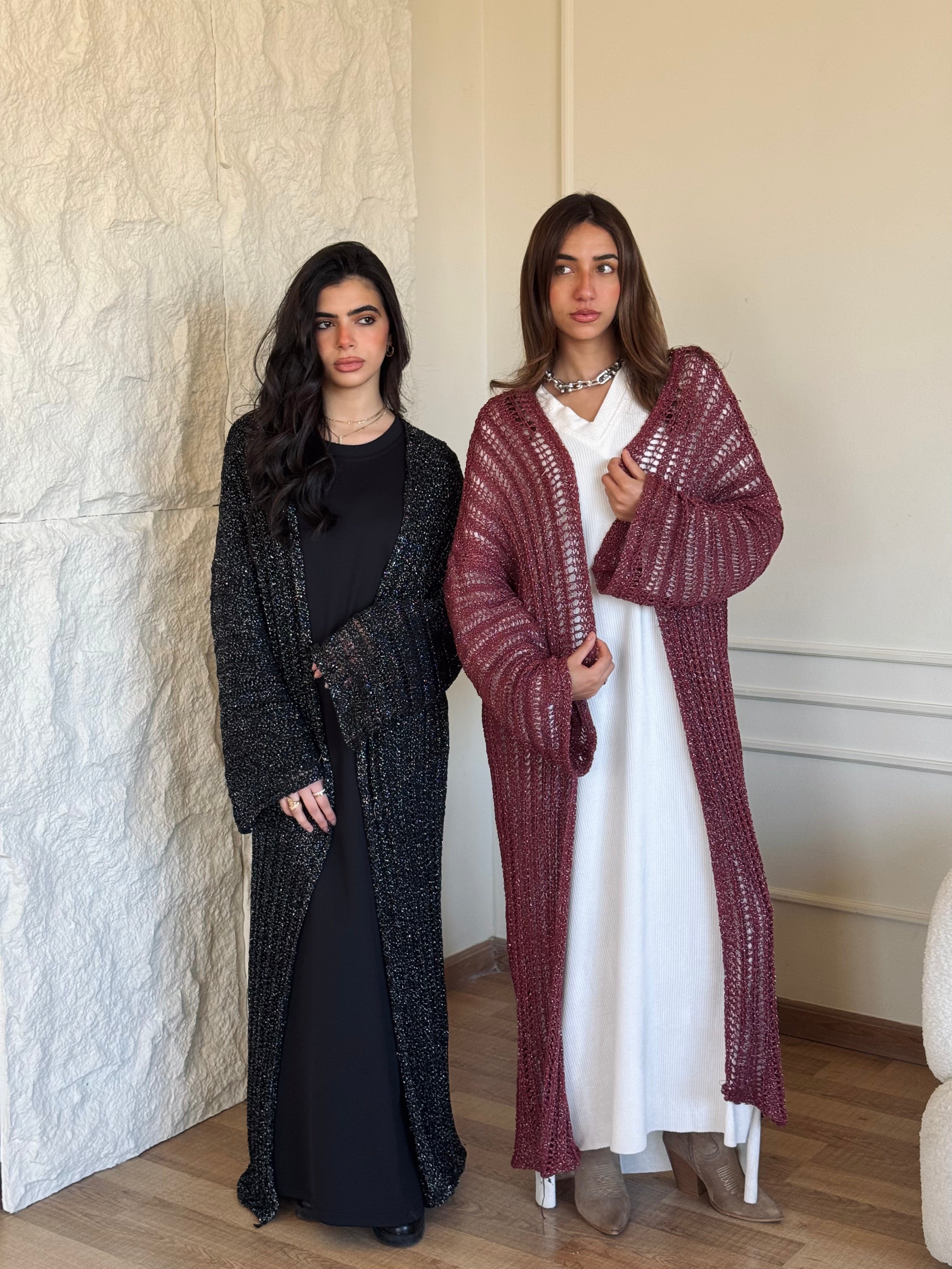 Burgundy Silver shimmery Kimono