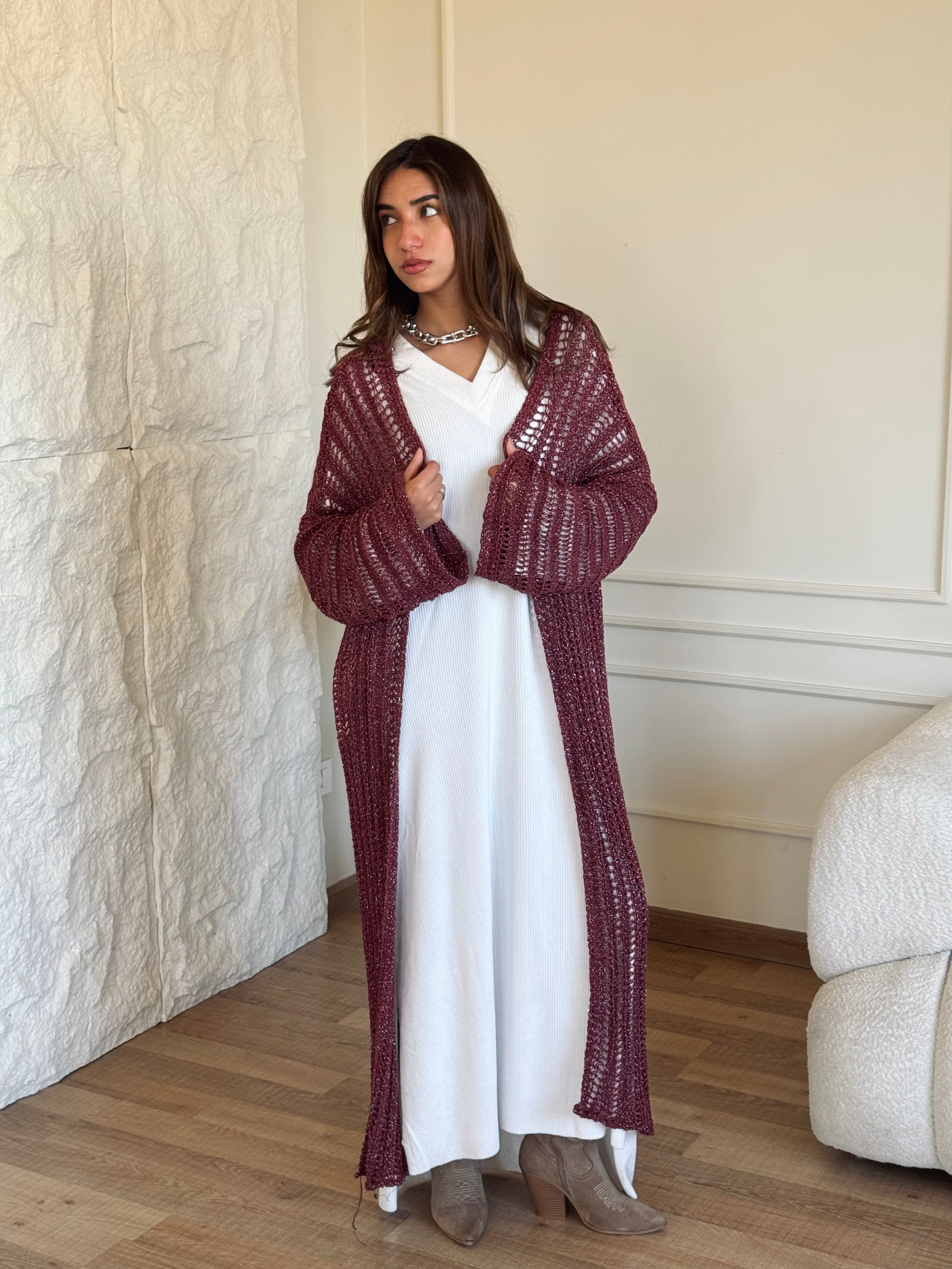 Burgundy Silver shimmery Kimono