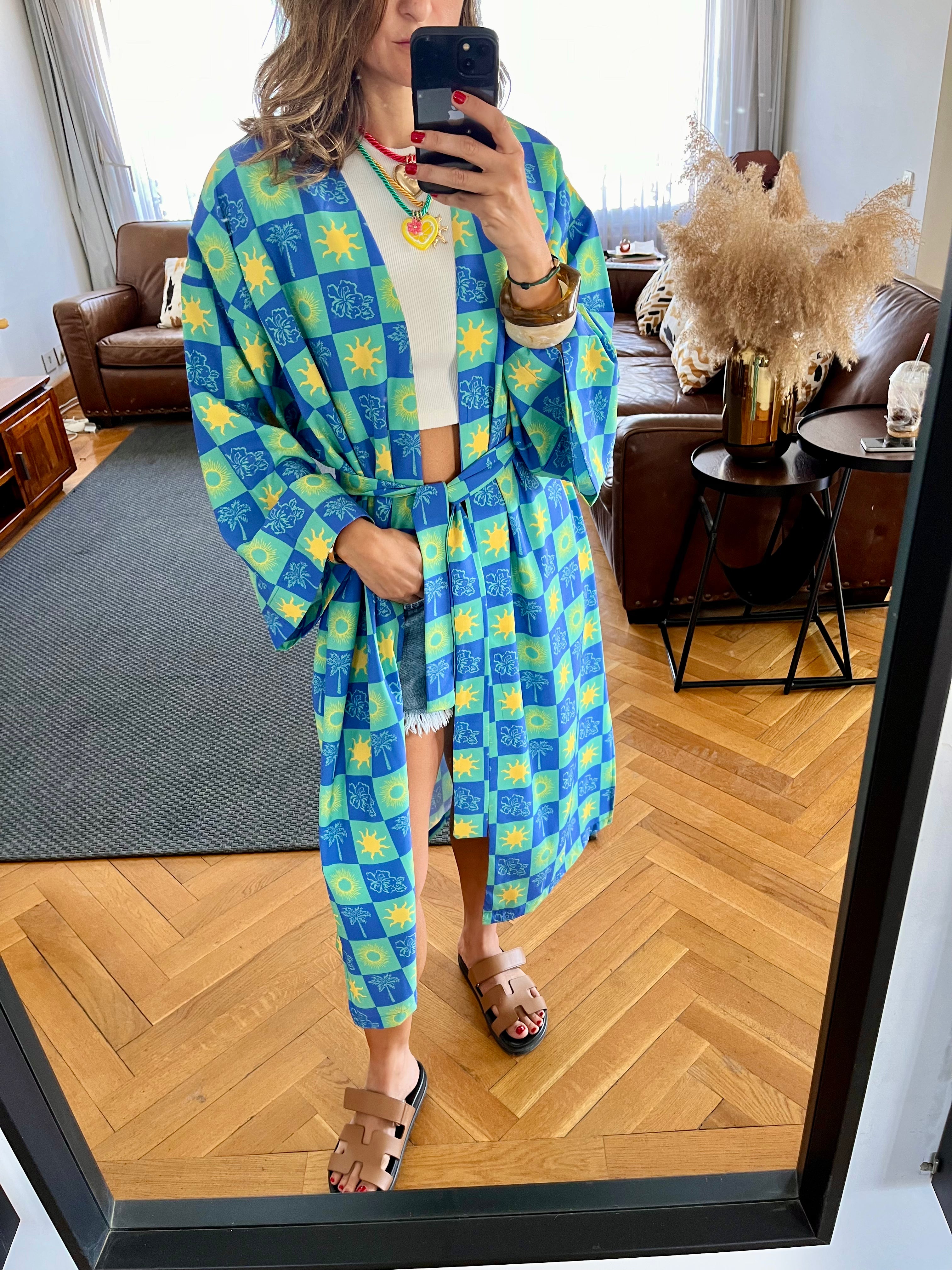 Midnight Printed Rope Kimono