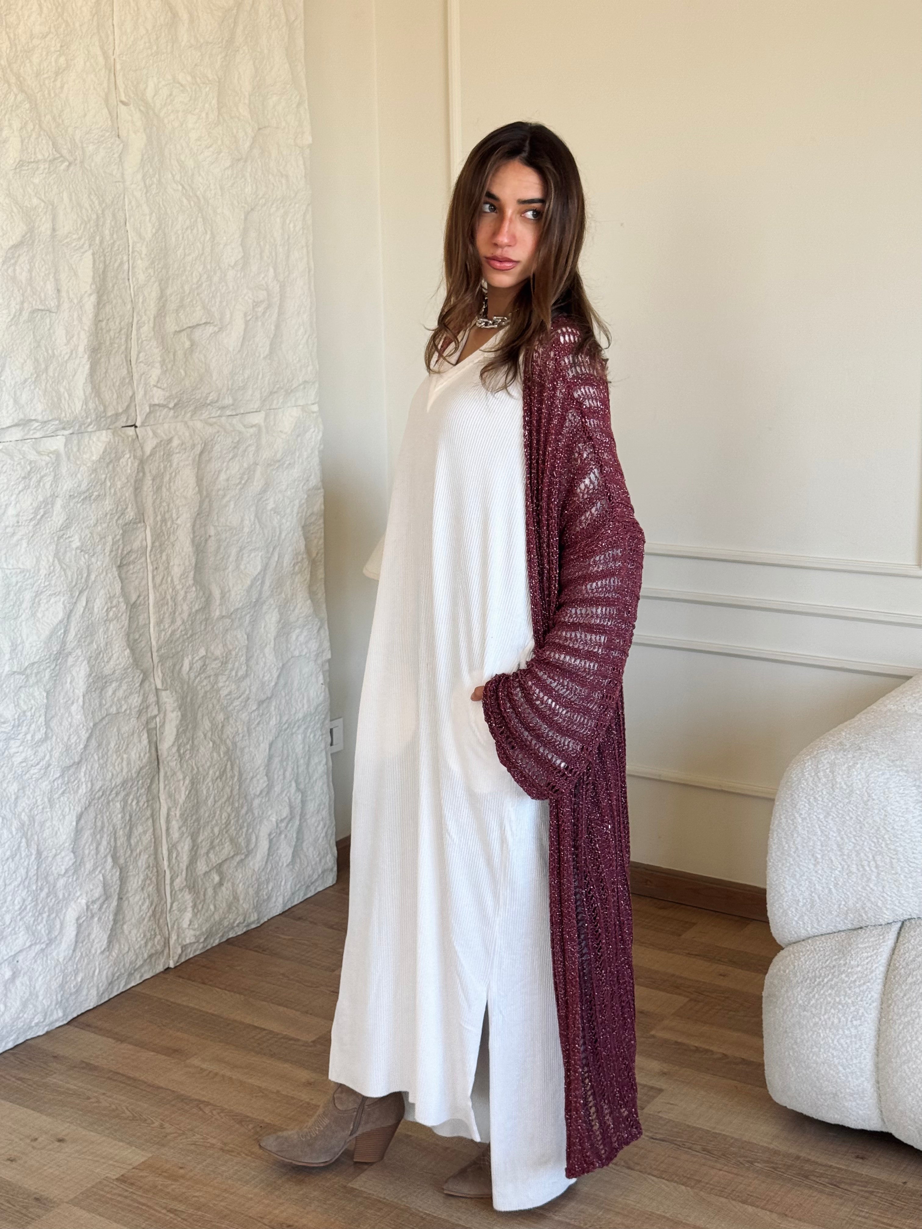 Burgundy Silver shimmery Kimono