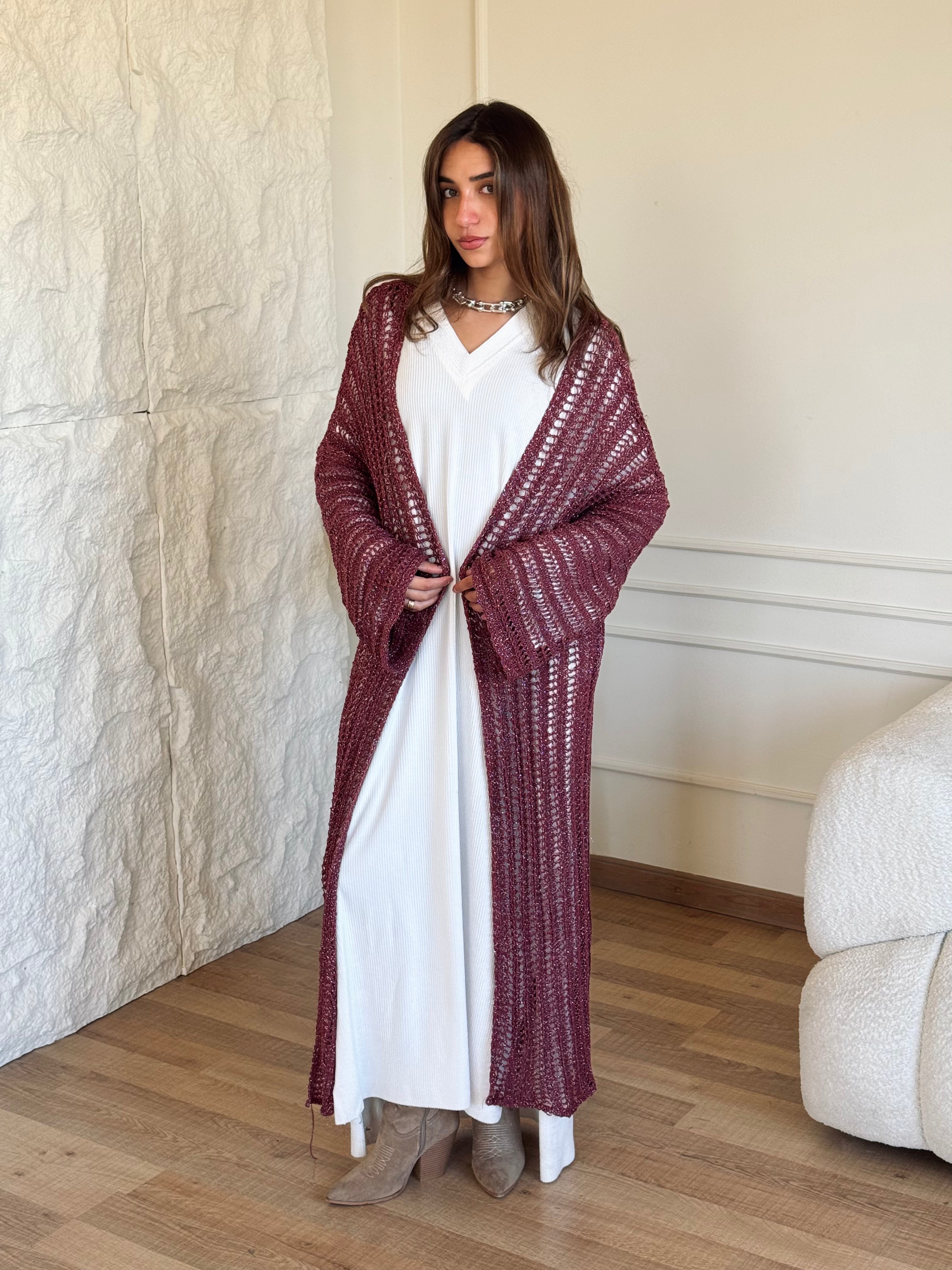 Burgundy Silver shimmery Kimono