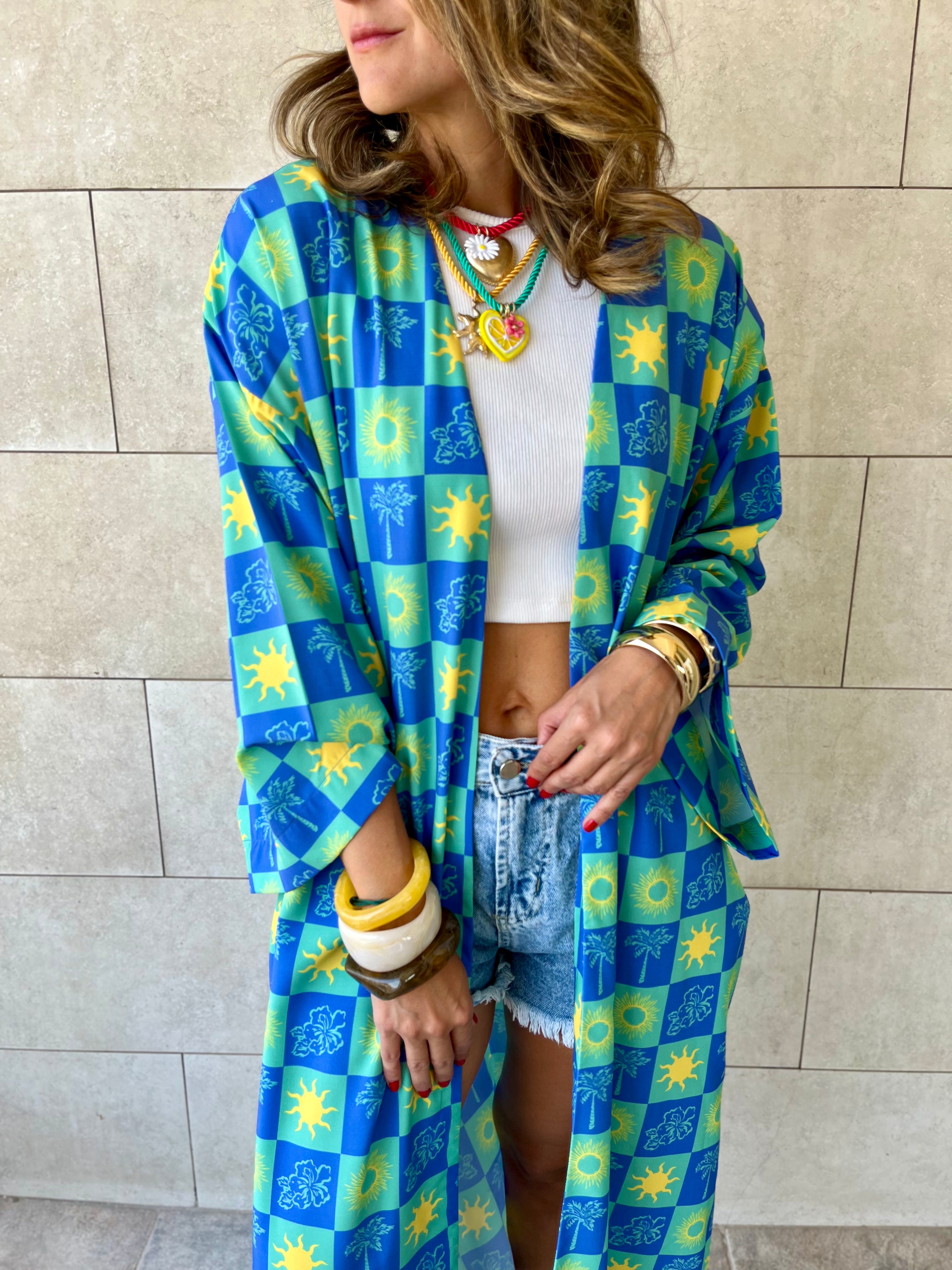 Midnight Printed Rope Kimono