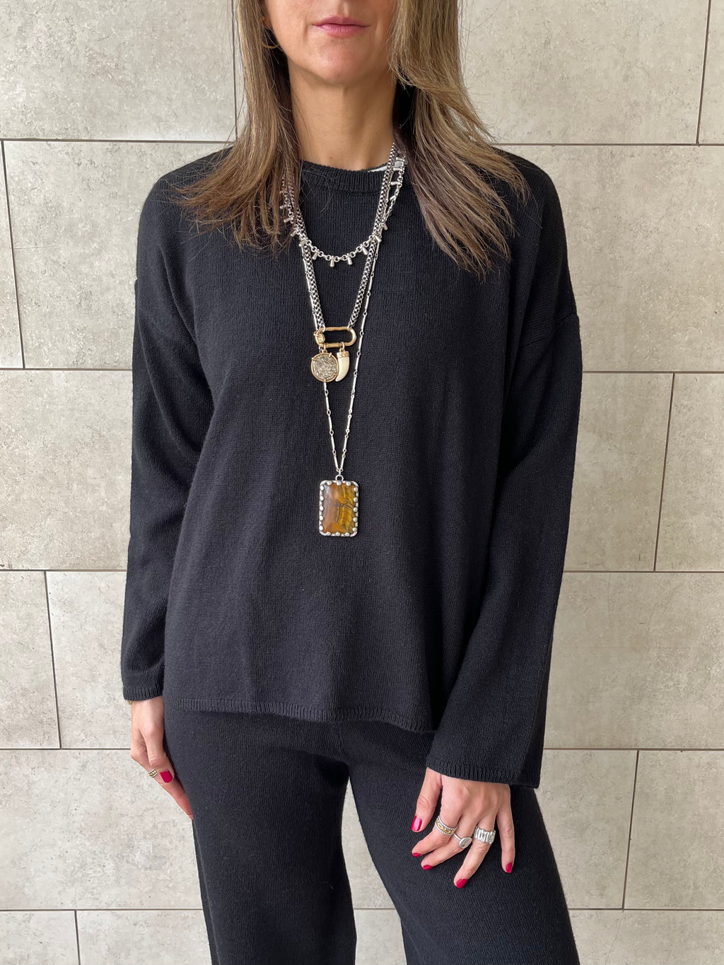 Black Soft Structure Knit Set