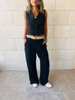 Black Double Waist Band Pants