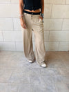 Beige Double Waist Band Pants