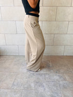 Beige Double Waist Band Pants