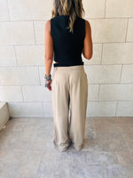 Beige Double Waist Band Pants