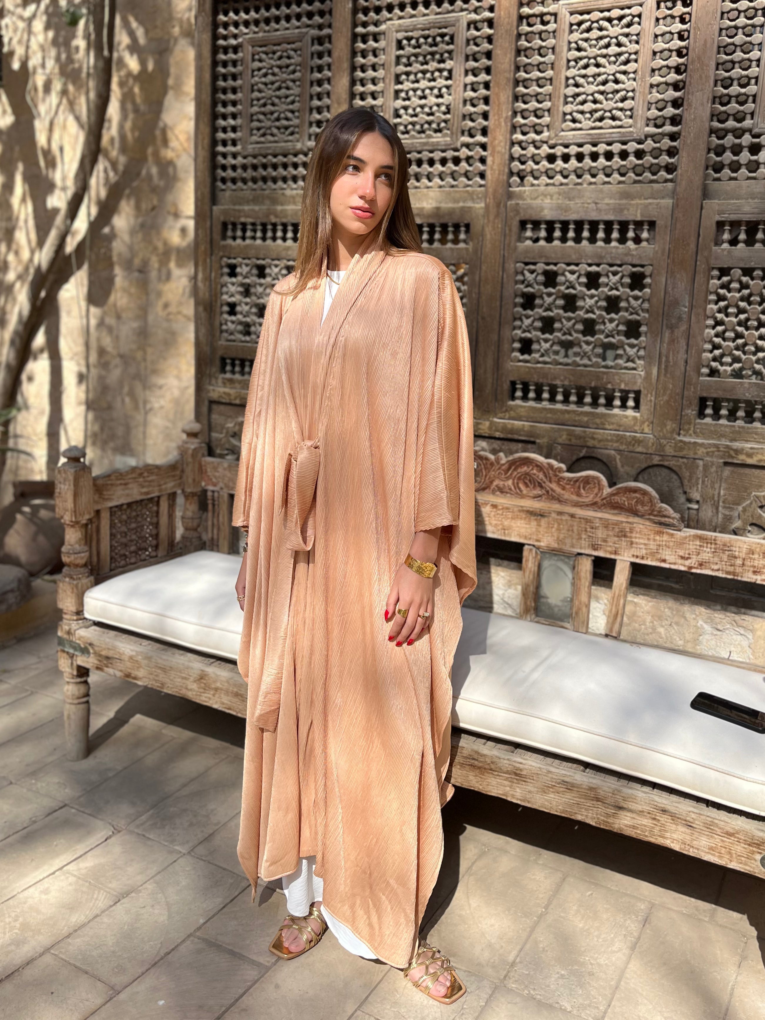 Beige Glowy Knot Kaftan