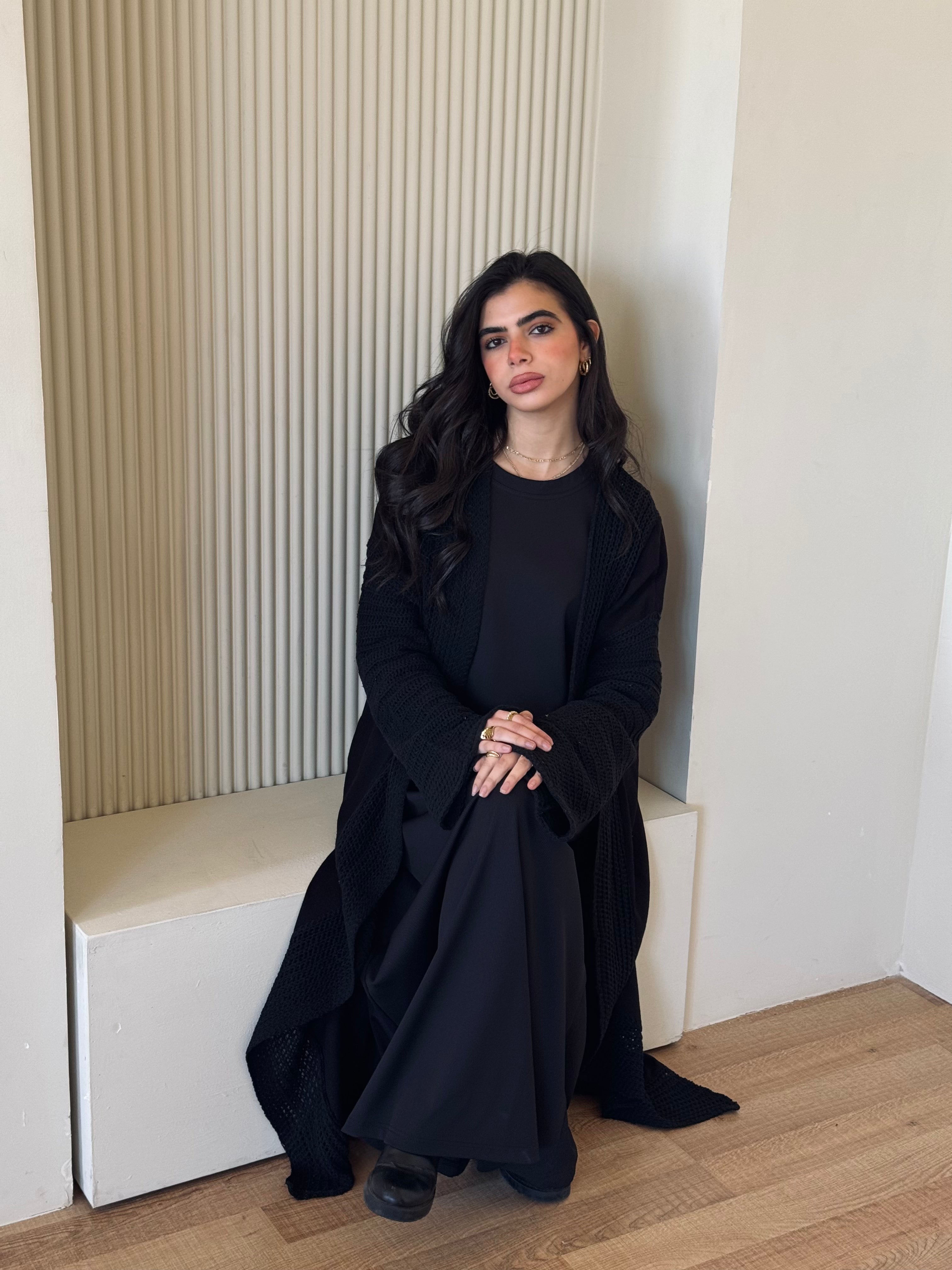 Black Linen mesh Cardigan