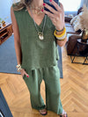 Olive 2 Pieces Sleeveless Set
