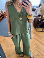 Olive 2 Pieces Sleeveless Set