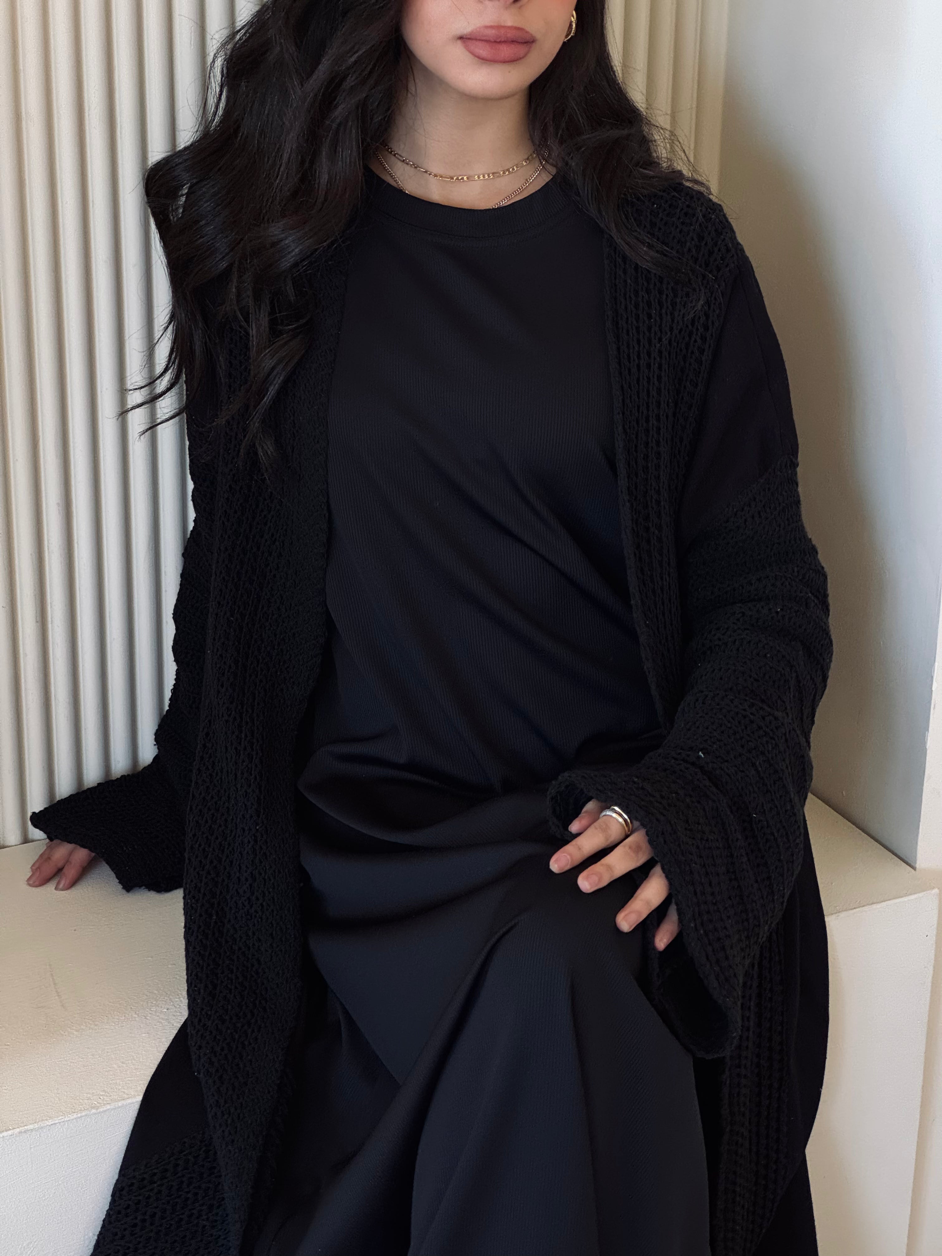 Black Linen mesh Cardigan