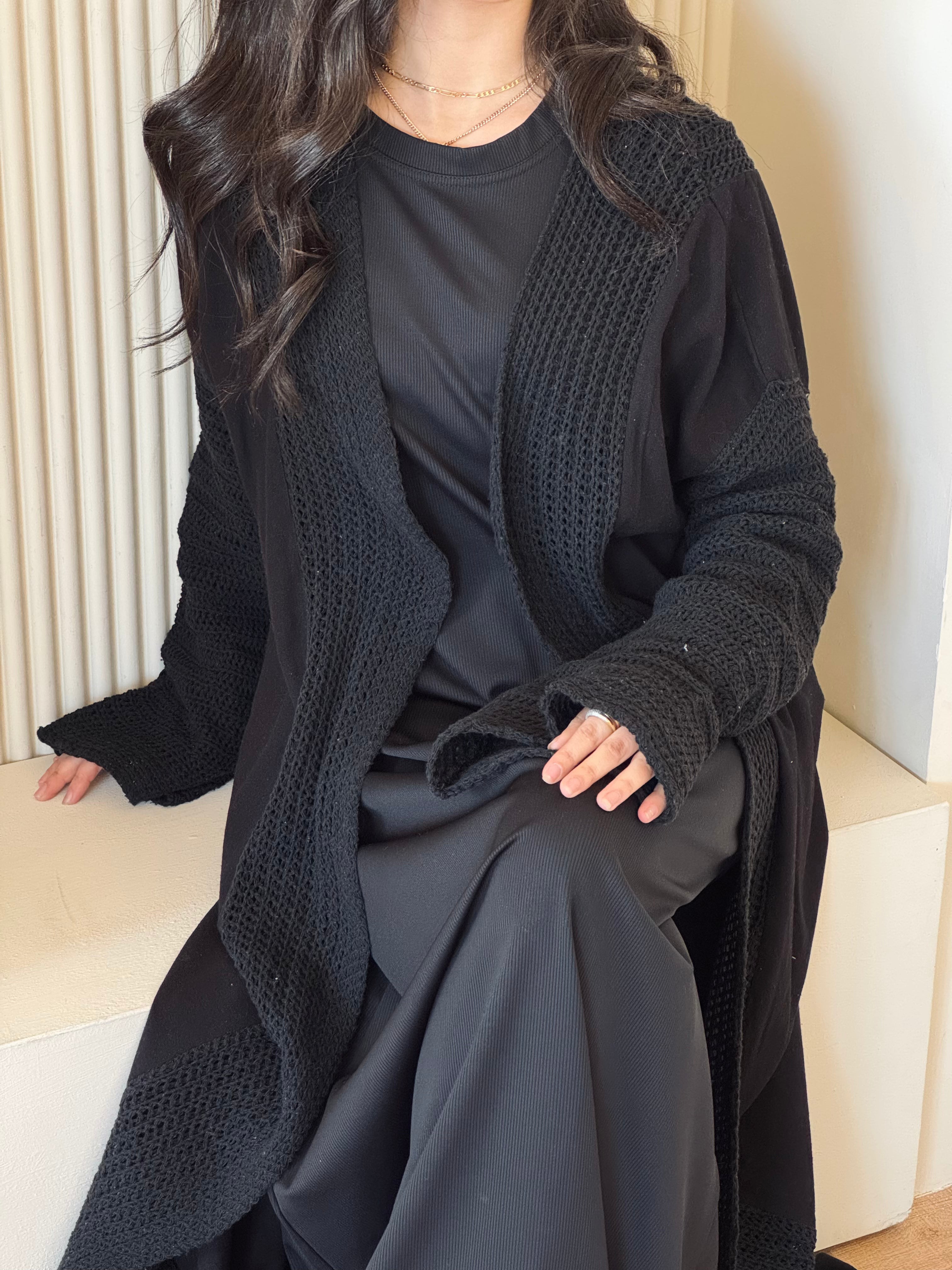 Black Linen mesh Cardigan