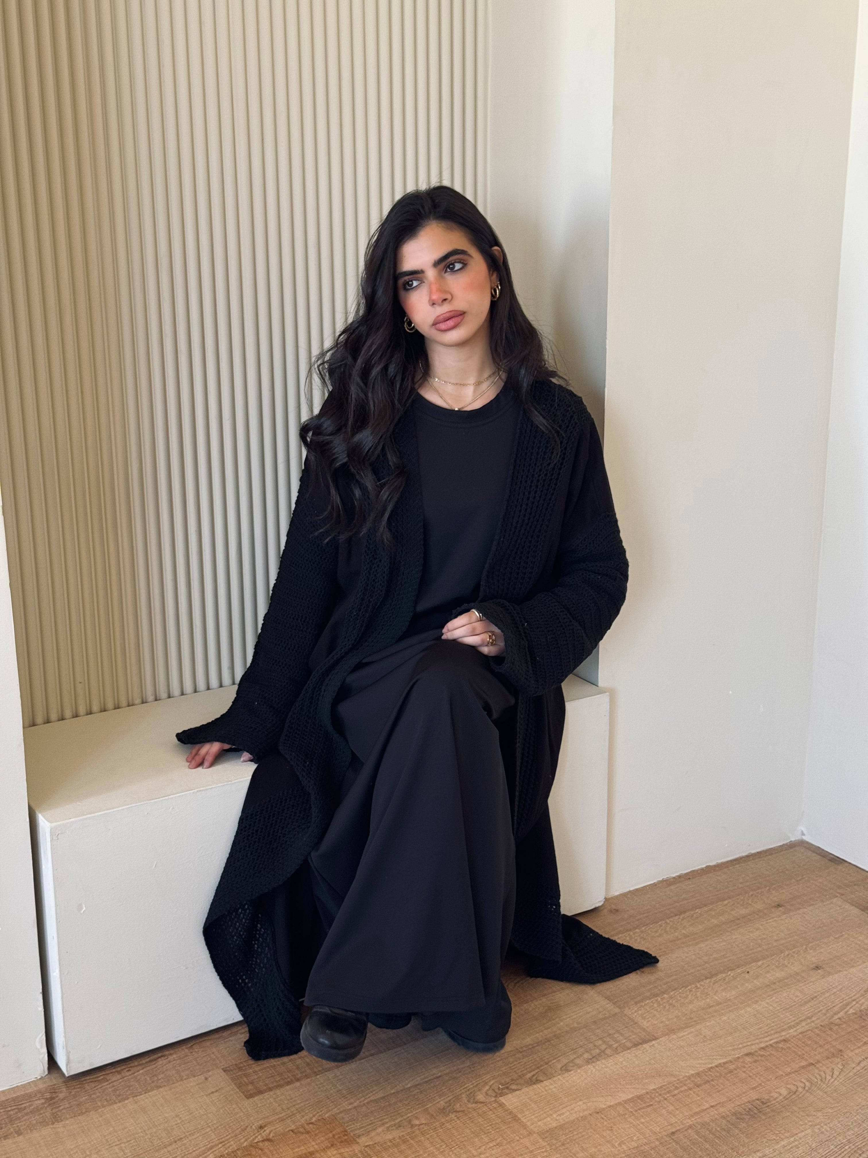 Black Linen mesh Cardigan