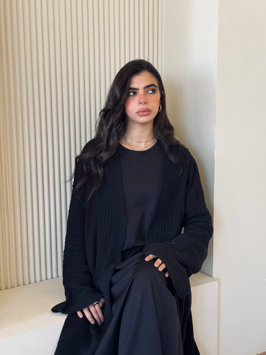 Black Linen mesh Cardigan