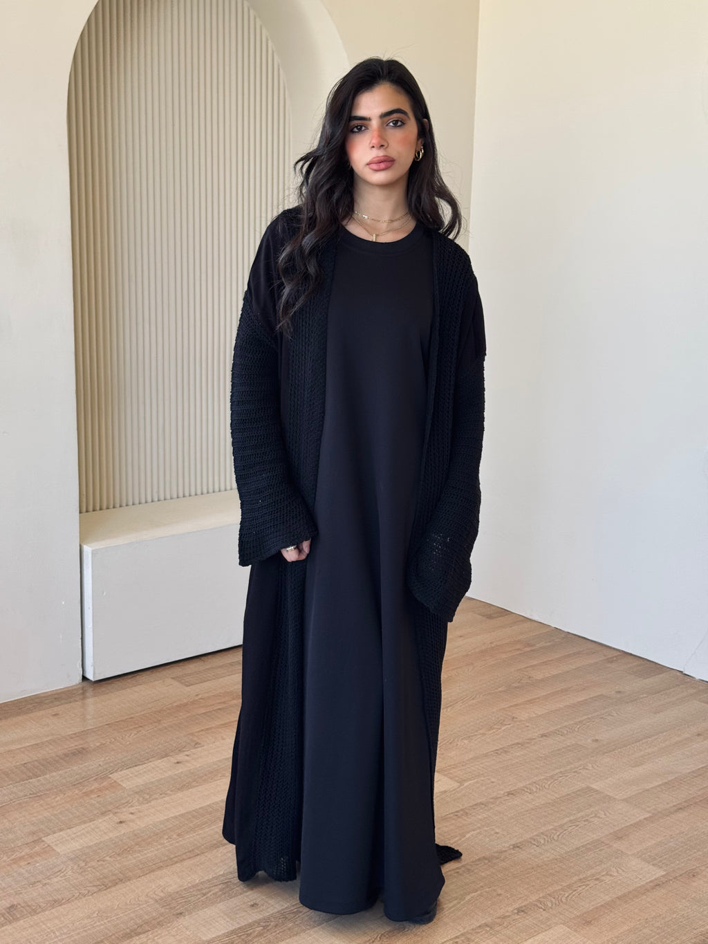 Black Linen mesh Cardigan