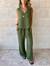 Olive 2 Pieces Sleeveless Set