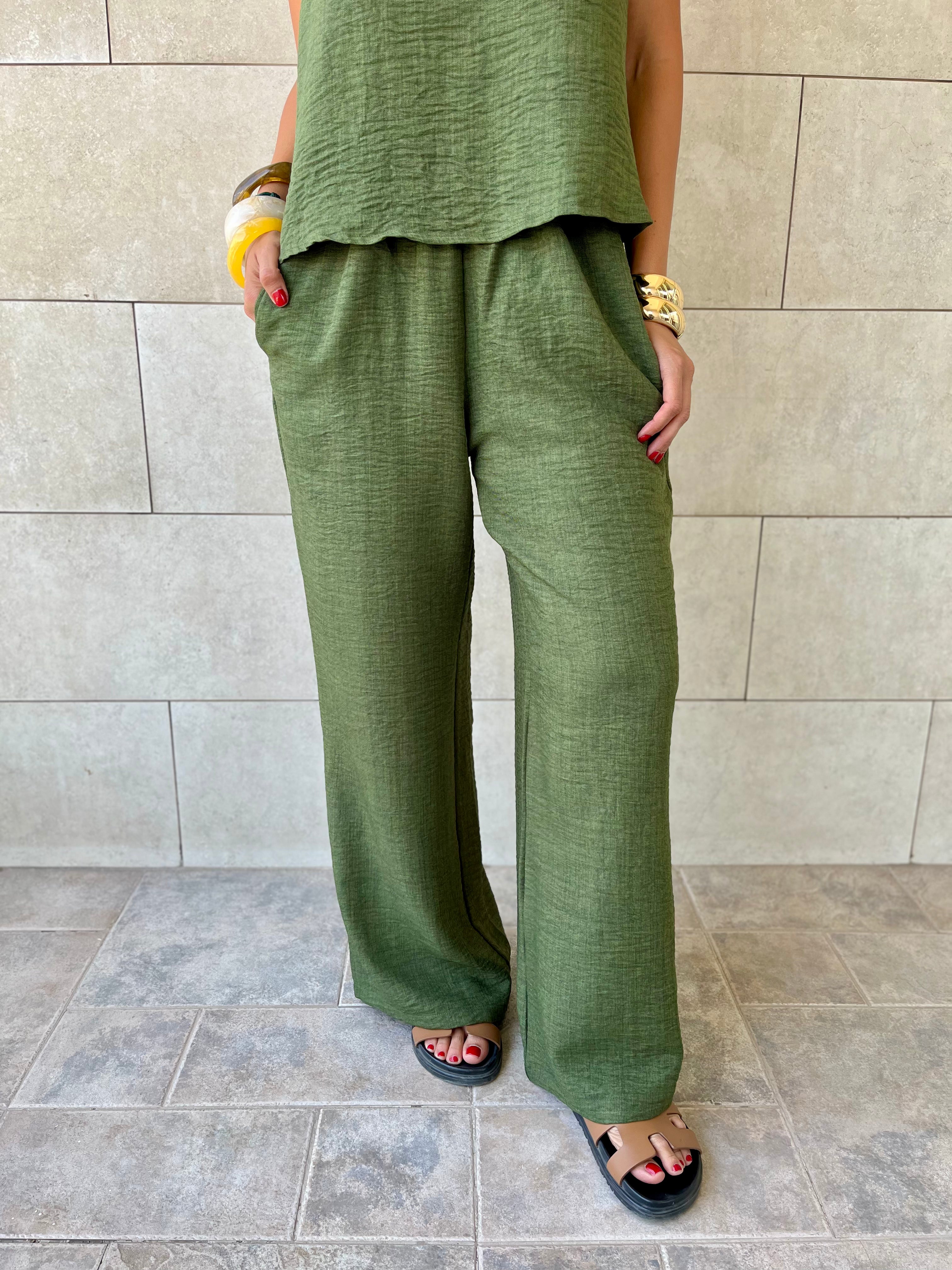 Olive 2 Pieces Sleeveless Set