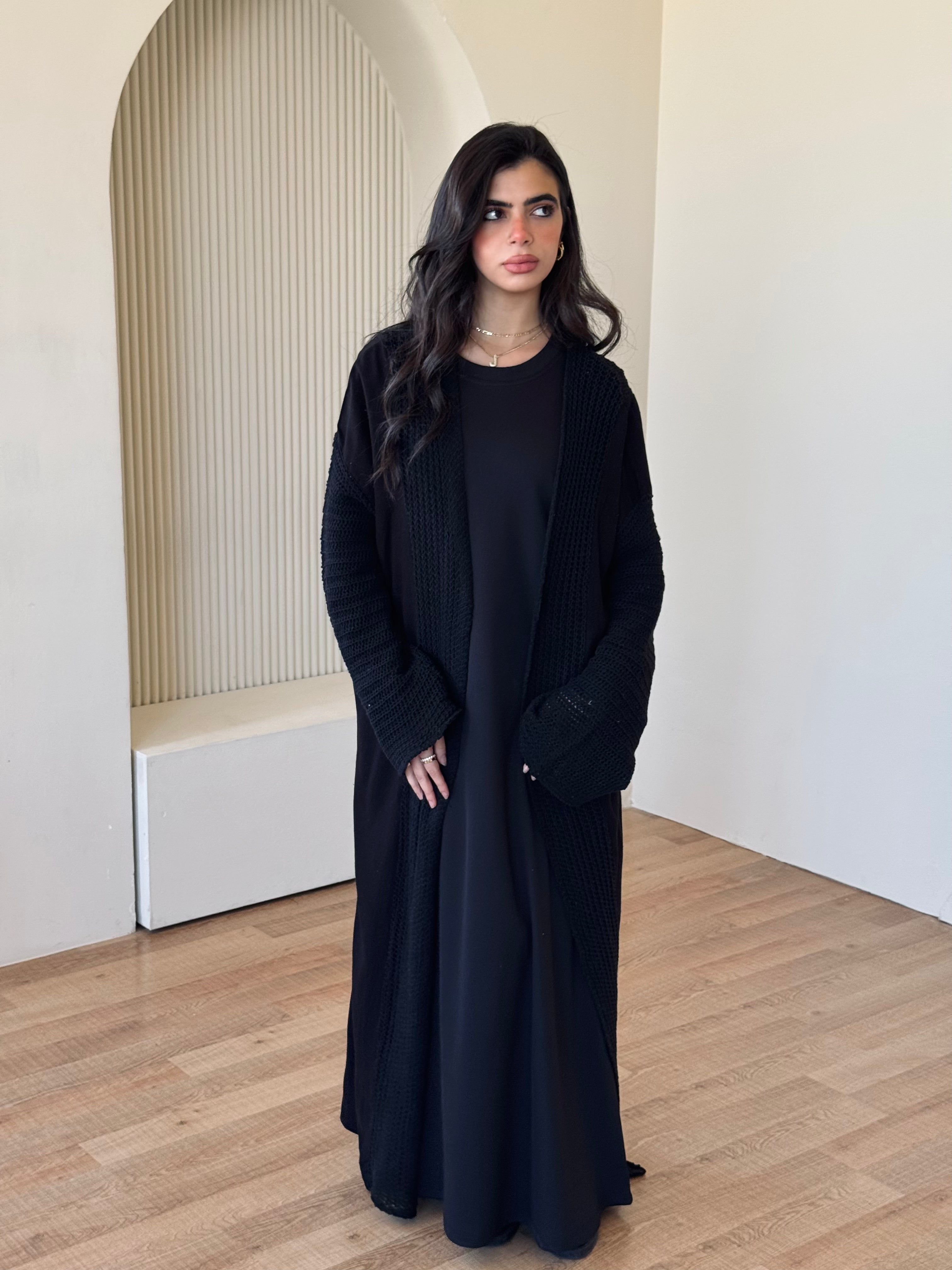 Black Linen mesh Cardigan