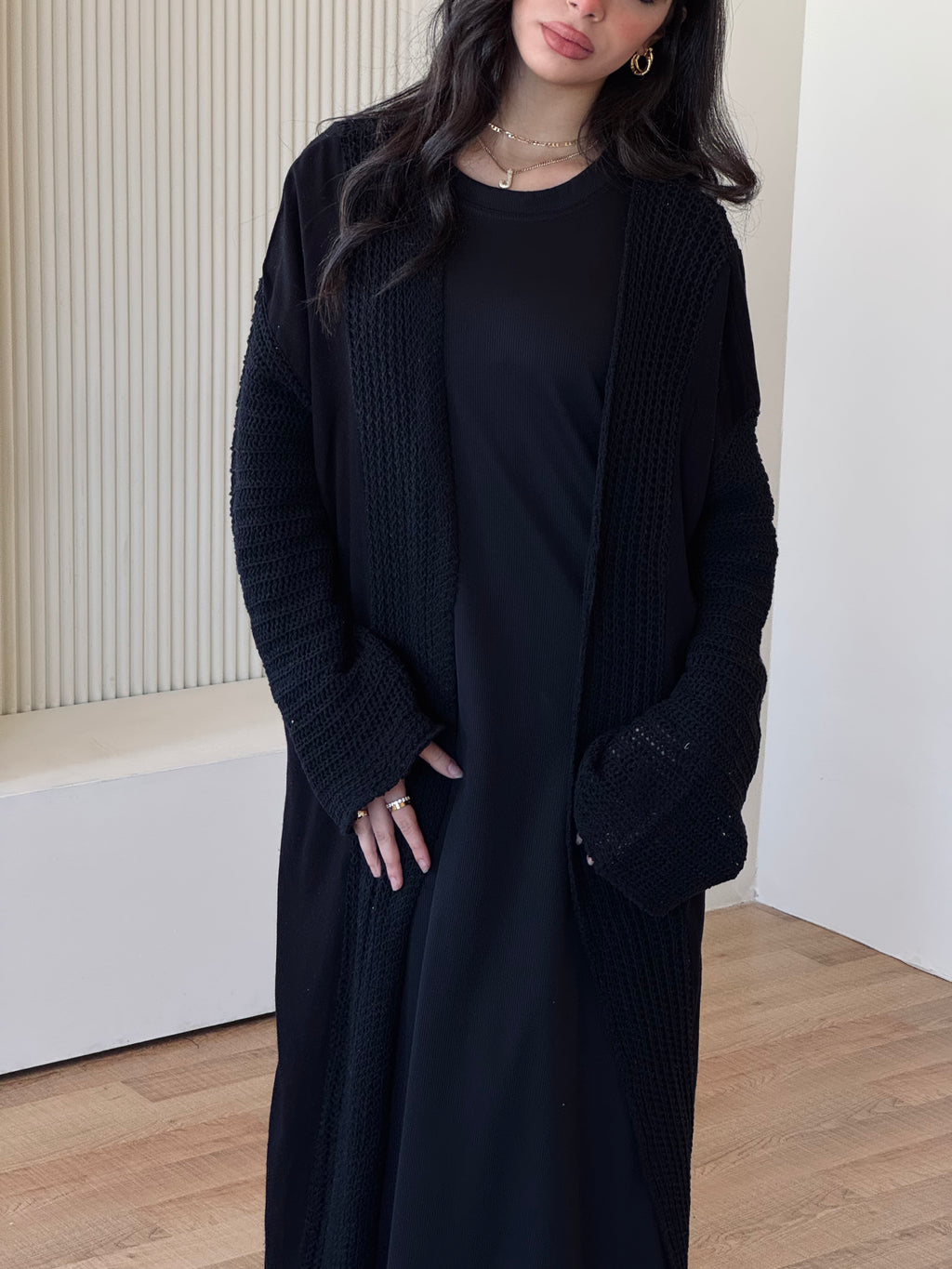 Black Linen mesh Cardigan