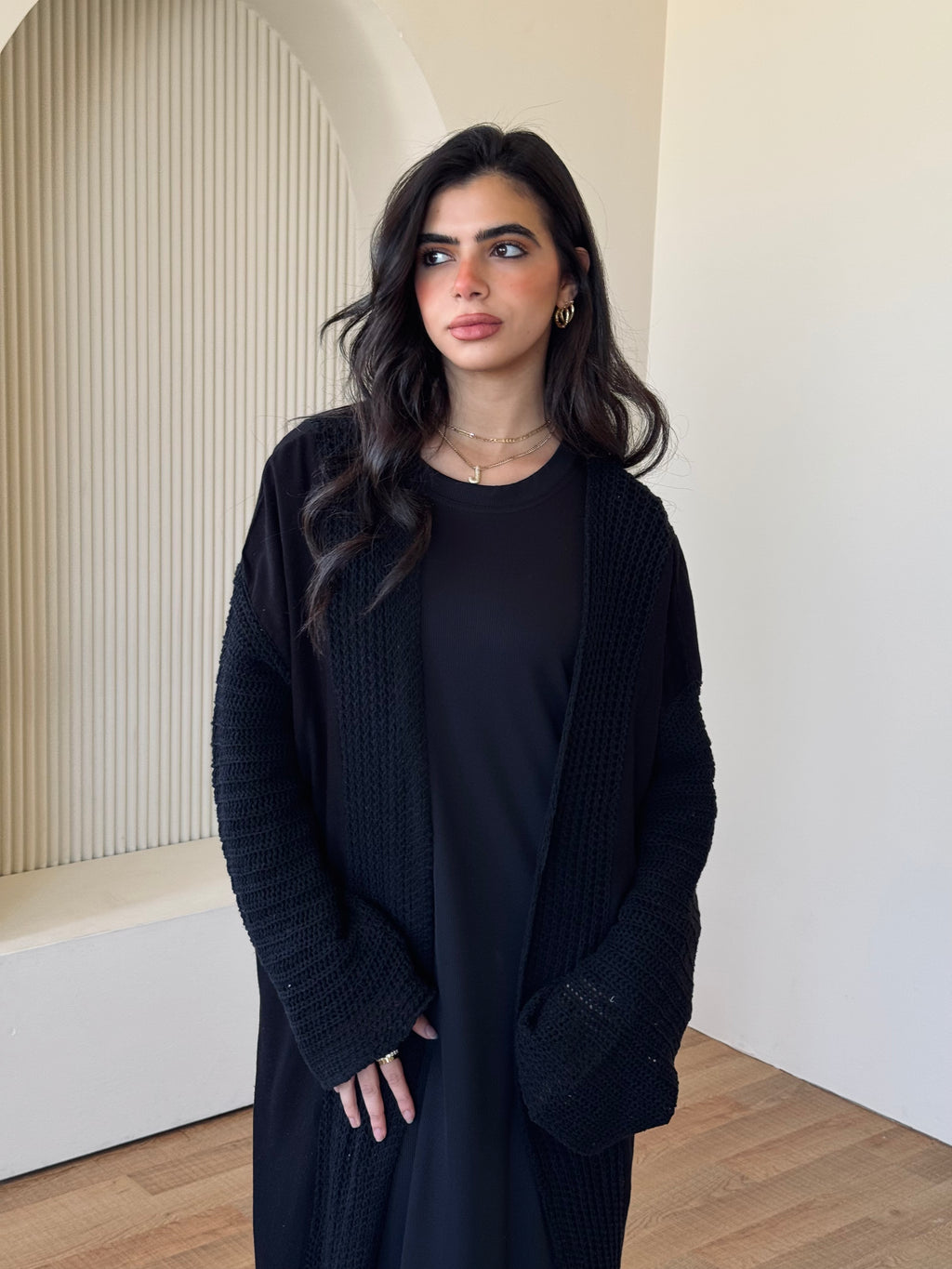 Black Linen mesh Cardigan