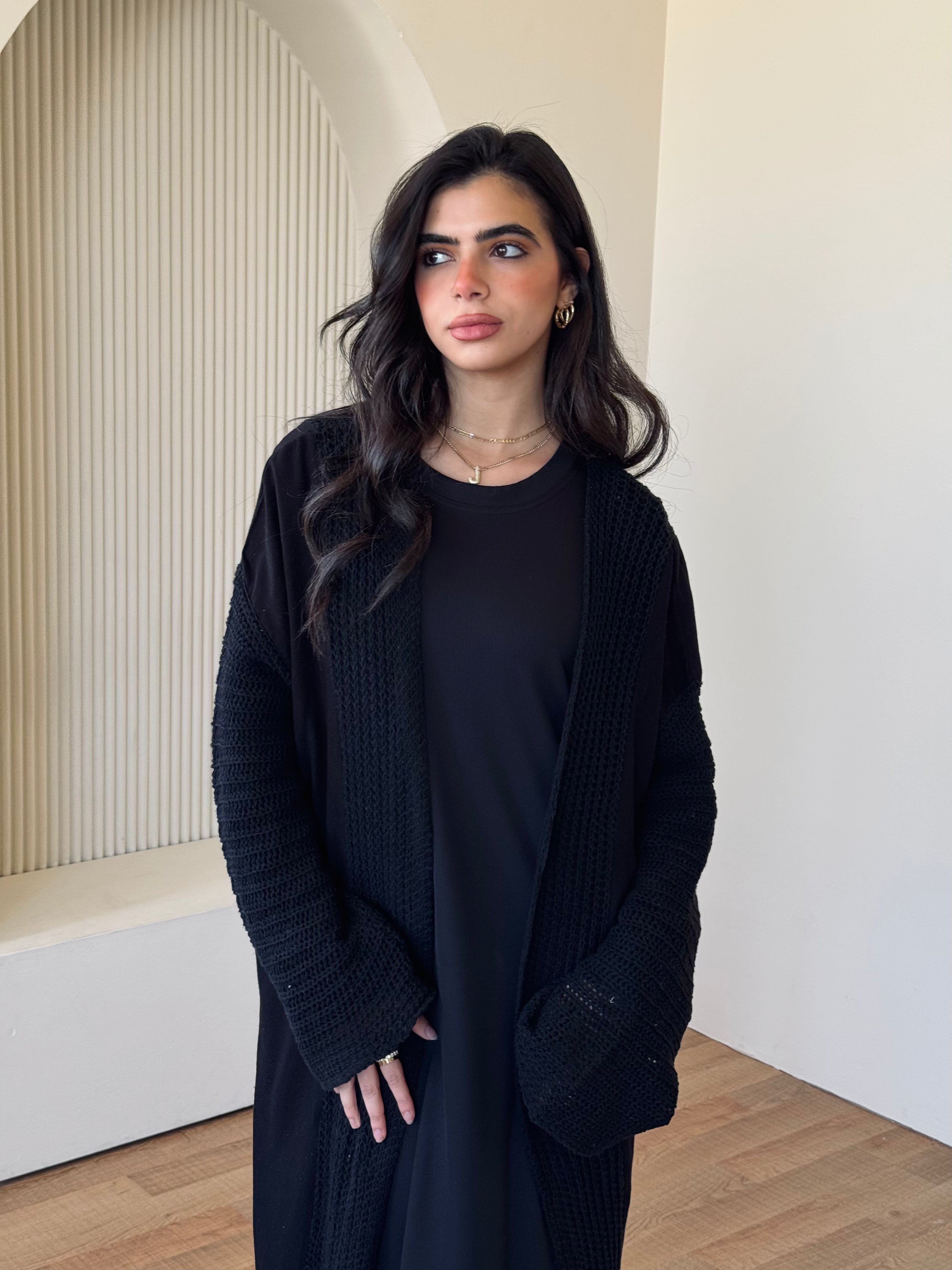 Black Linen mesh Cardigan