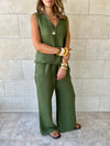 Olive 2 Pieces Sleeveless Set