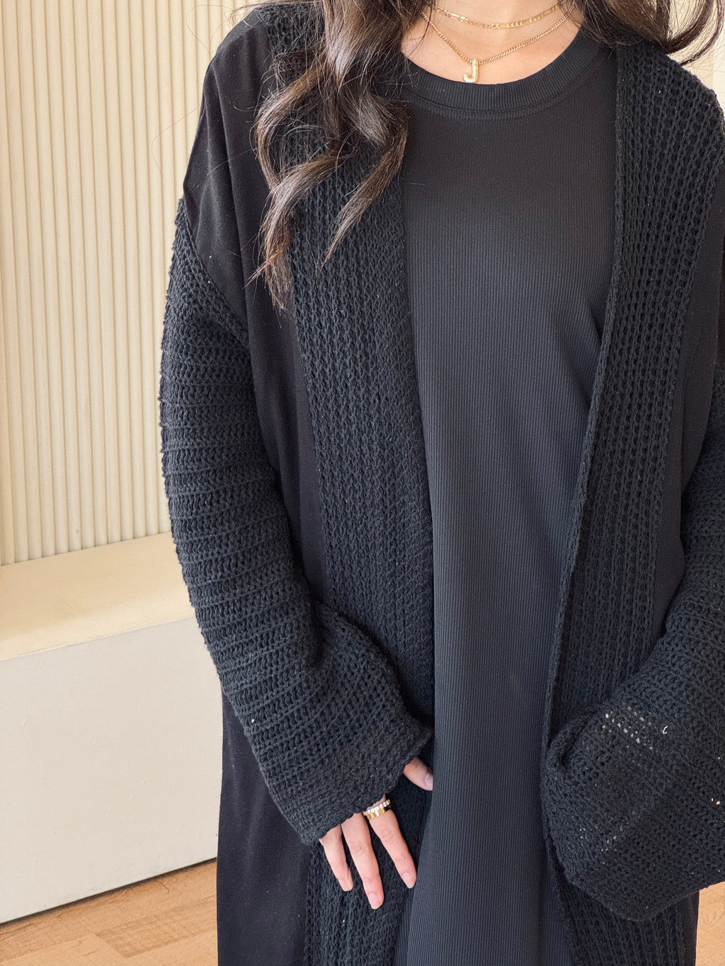 Black Linen mesh Cardigan