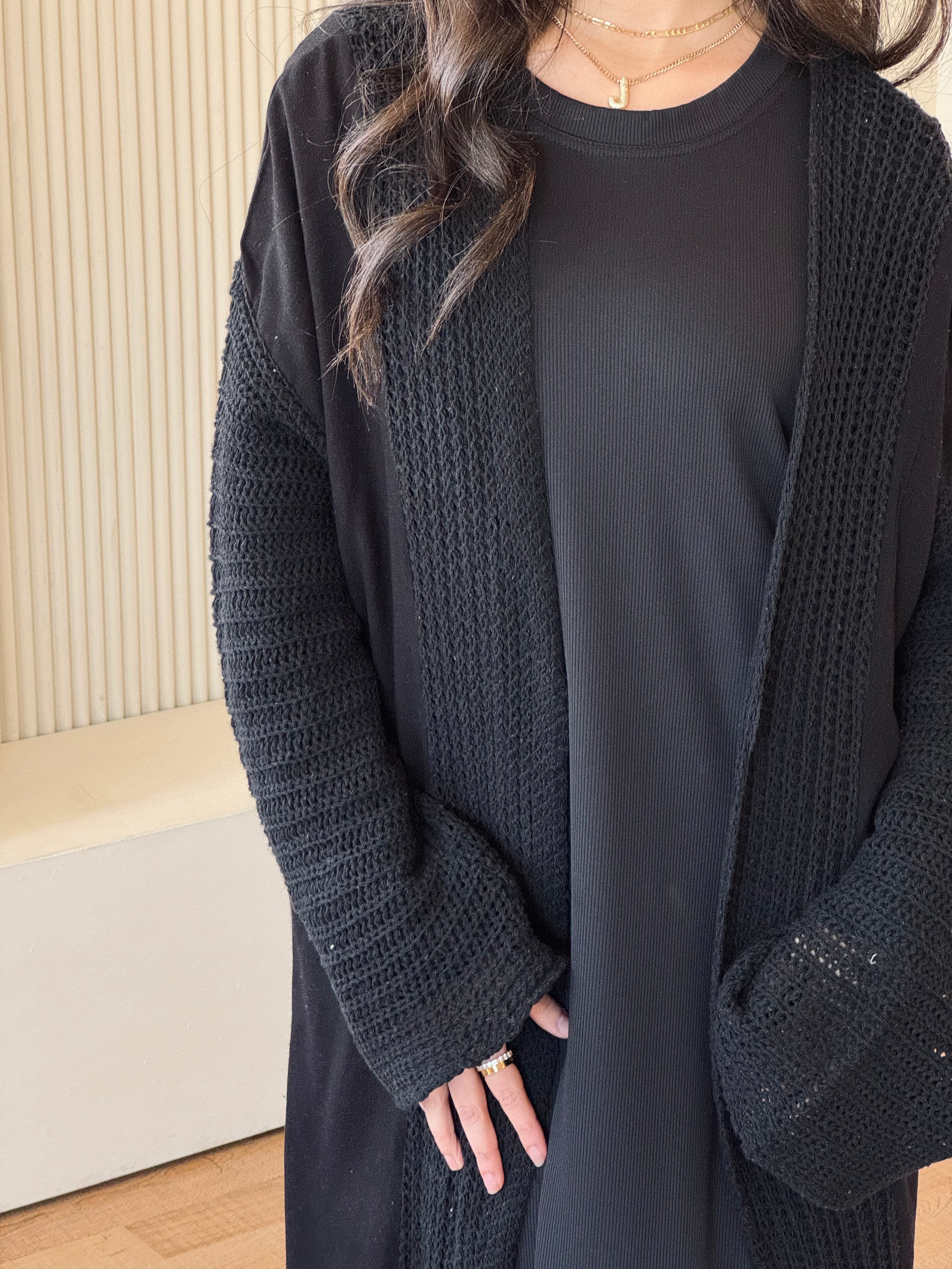 Black Linen mesh Cardigan