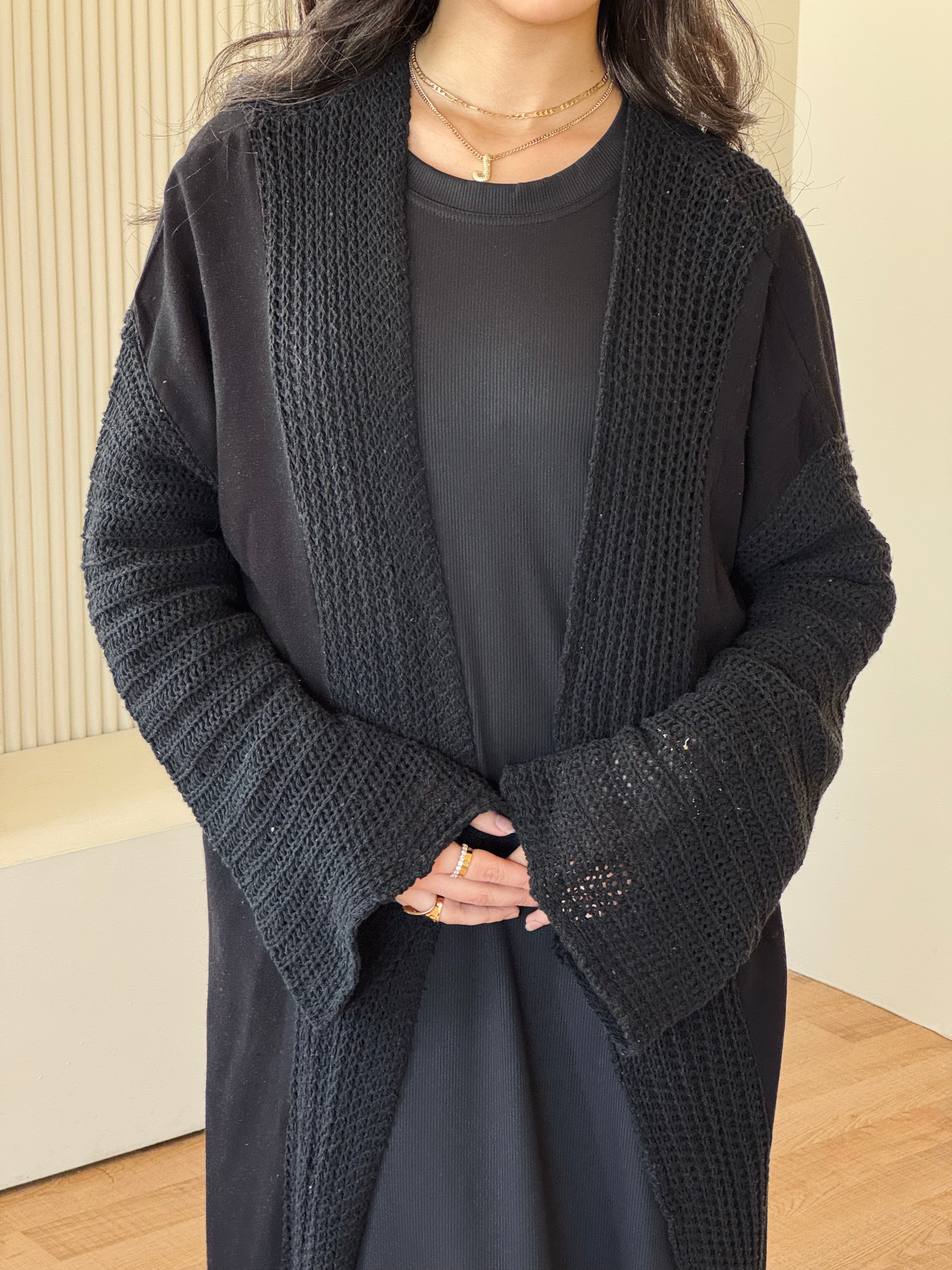 Black Linen mesh Cardigan