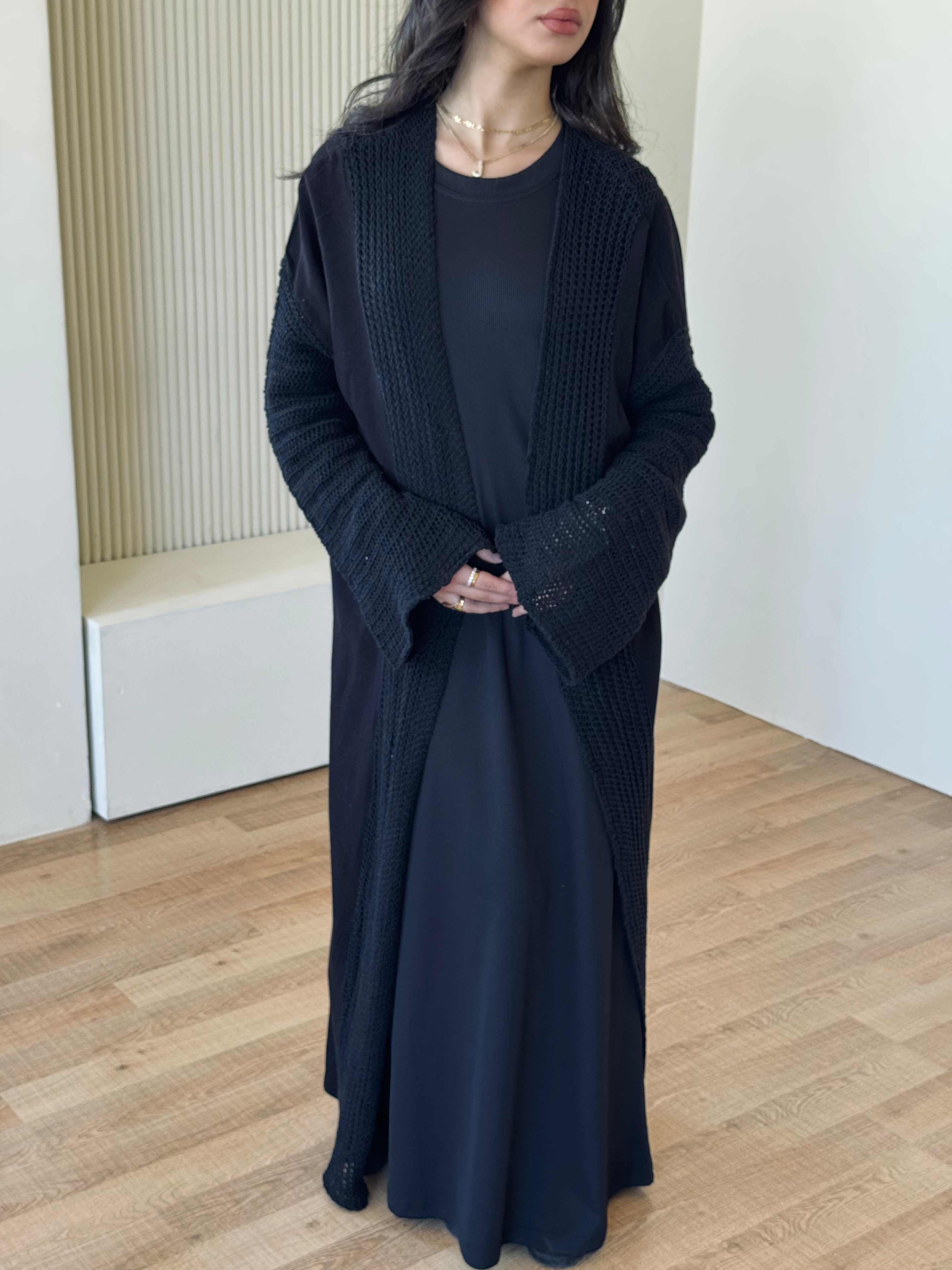 Black Linen mesh Cardigan