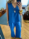 Blue 2 Pieces Sleeveless Set