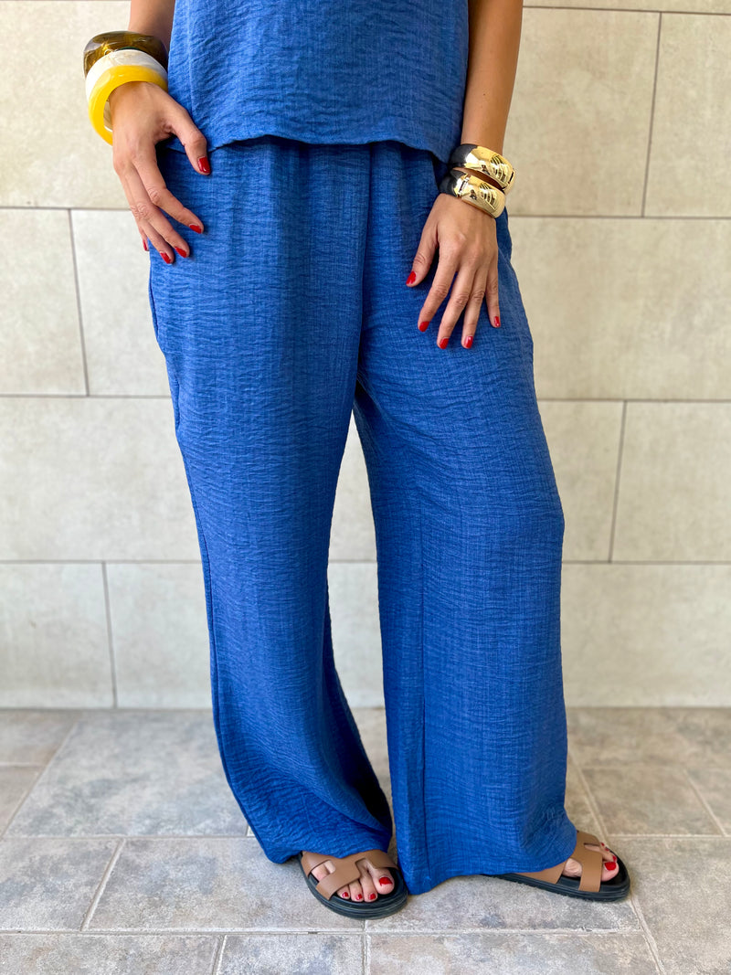 Blue 2 Pieces Sleeveless Set
