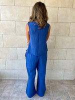 Blue 2 Pieces Sleeveless Set