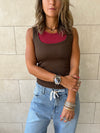 Brown & Burgundy 130 Double Layer Top