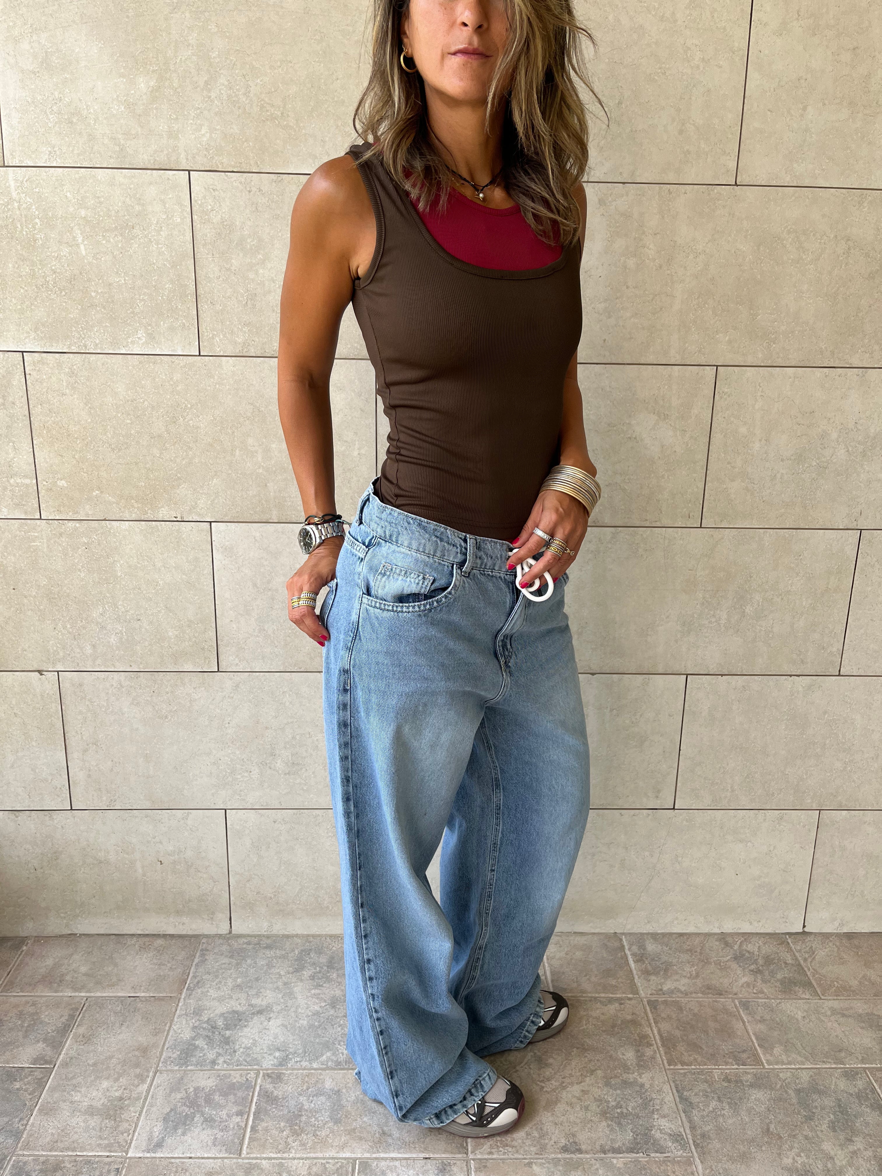 Brown & Burgundy 130 Double Layer Top